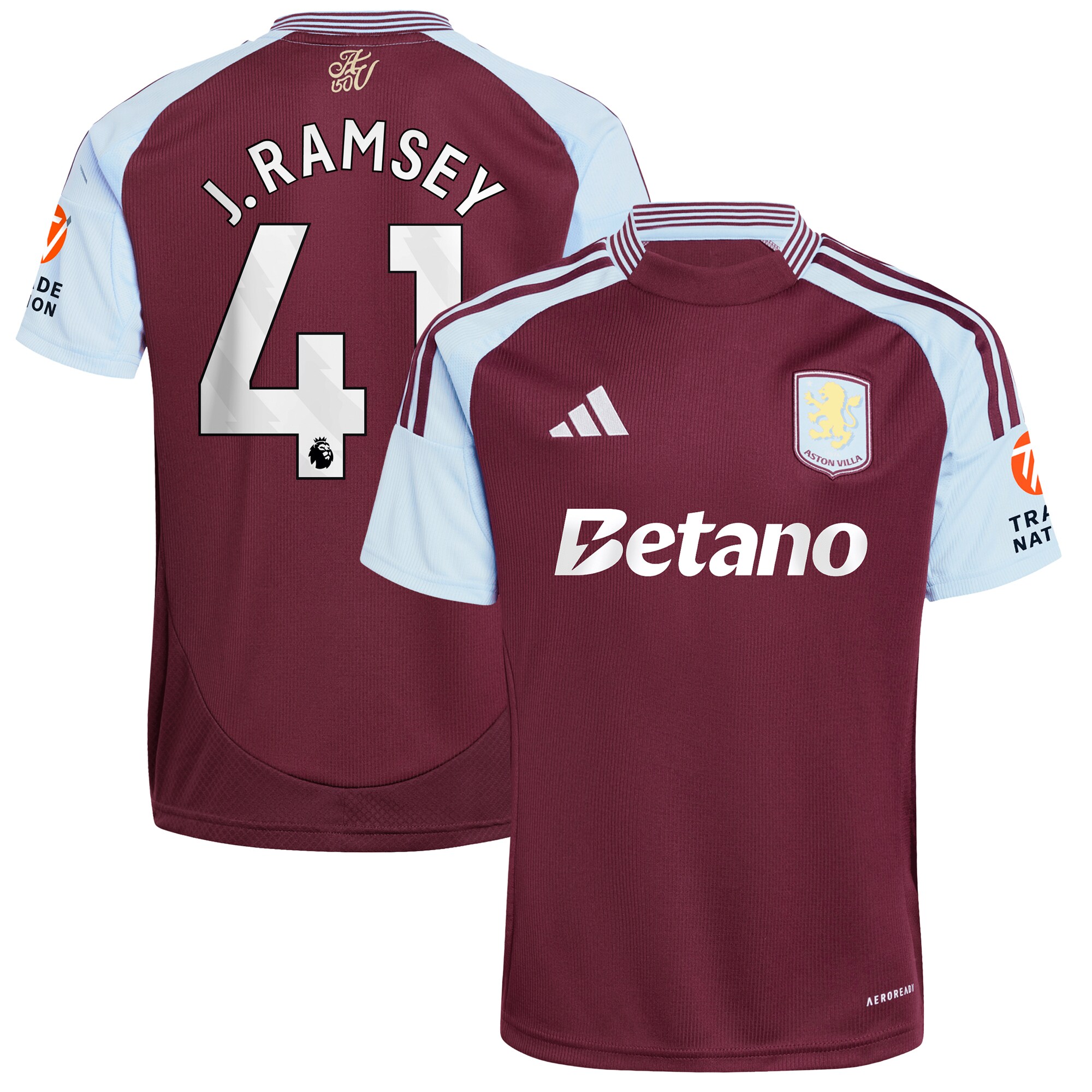 aston villa adidas home shirt 2024-25 with j. ramsey 41 printing Collection - Aston Villa Official Store