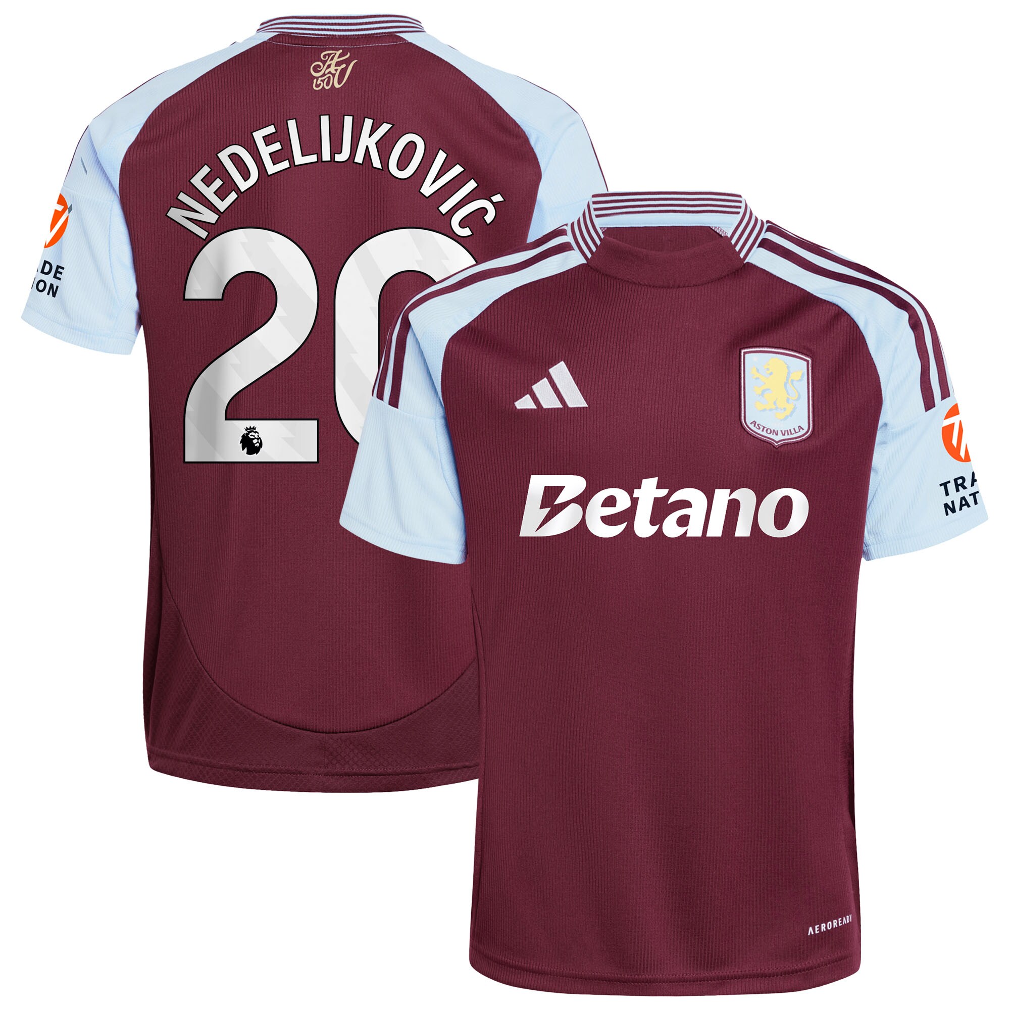 aston villa adidas home shirt 2024-25 with nedeljković 20 printing Collection - Aston Villa Official Store