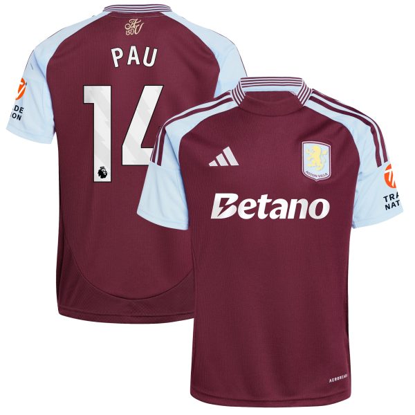 aston villa adidas home shirt 2024-25 with pau 14 printing Collection - Aston Villa Official Store