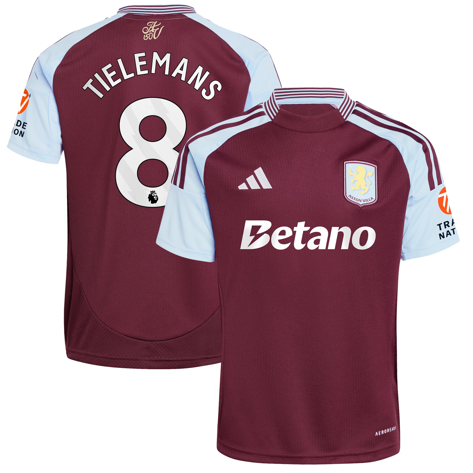 aston villa adidas home shirt 2024-25 with tielemans 8 printing Collection - Aston Villa Official Store