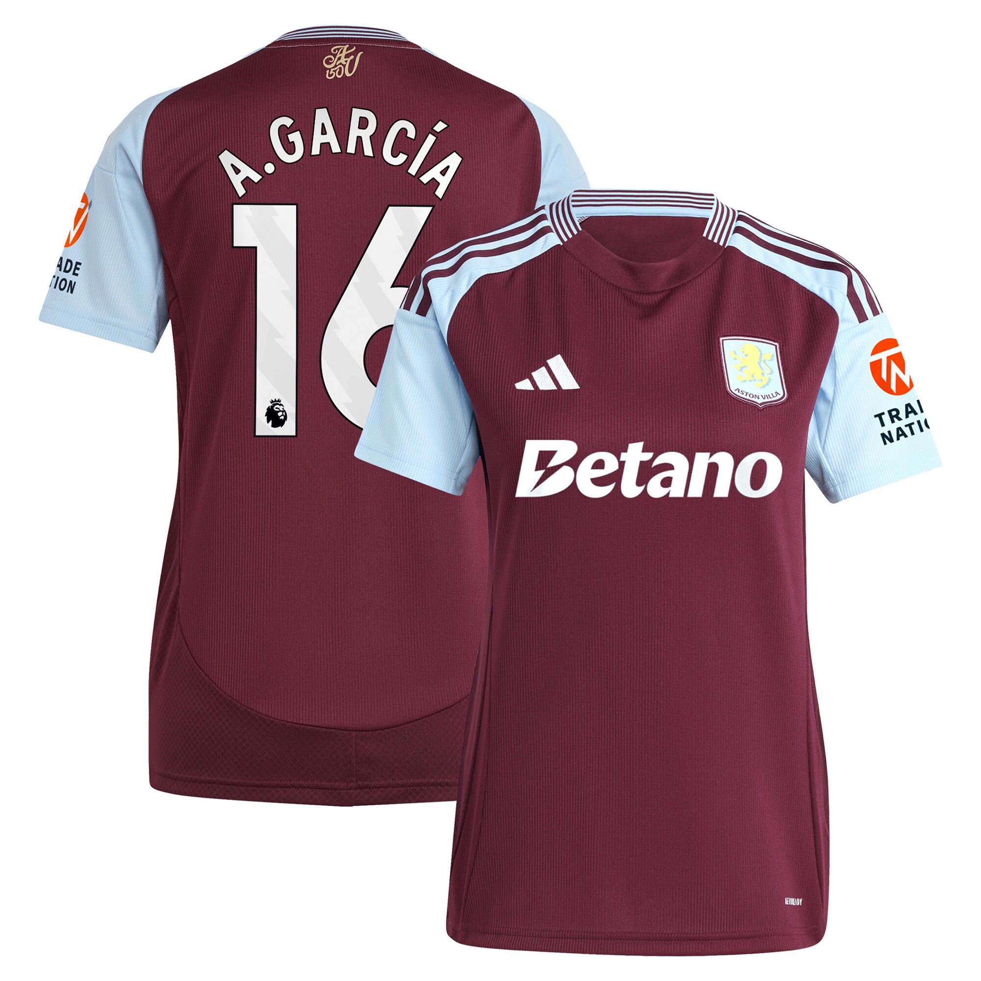 aston villa adidas home shirt 2024-25 – womens with a.garcía 16 printing Collection - Aston Villa Official Store