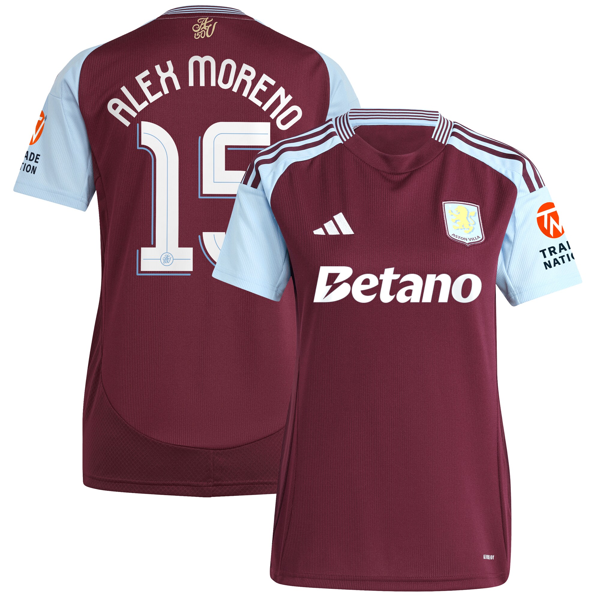 aston villa adidas home shirt 2024-25 – womens with alex moreno 15 cup printing Collection - Aston Villa Official Store