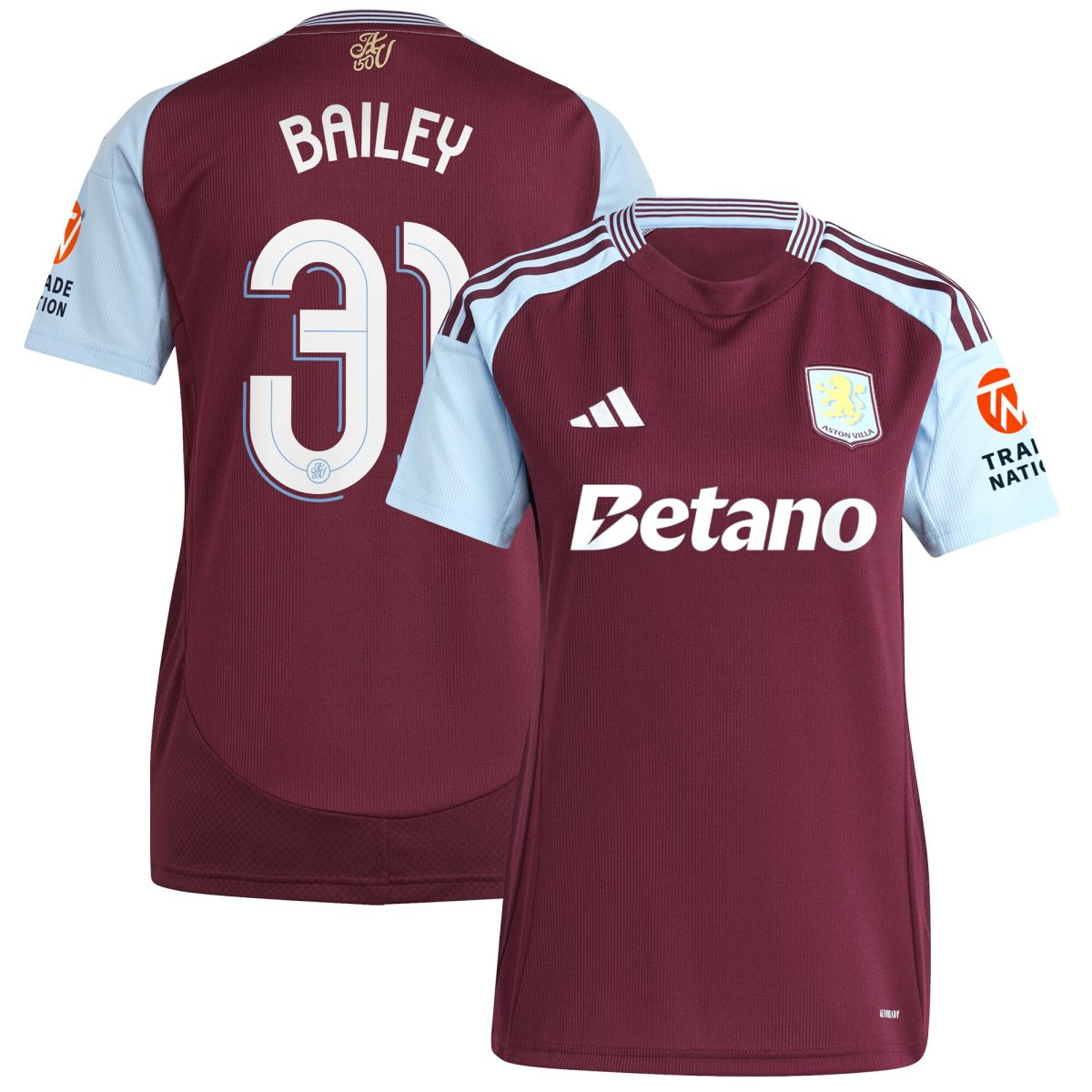 aston villa adidas home shirt 2024-25 – womens with bailey 31 cup printing Collection - Aston Villa Official Store