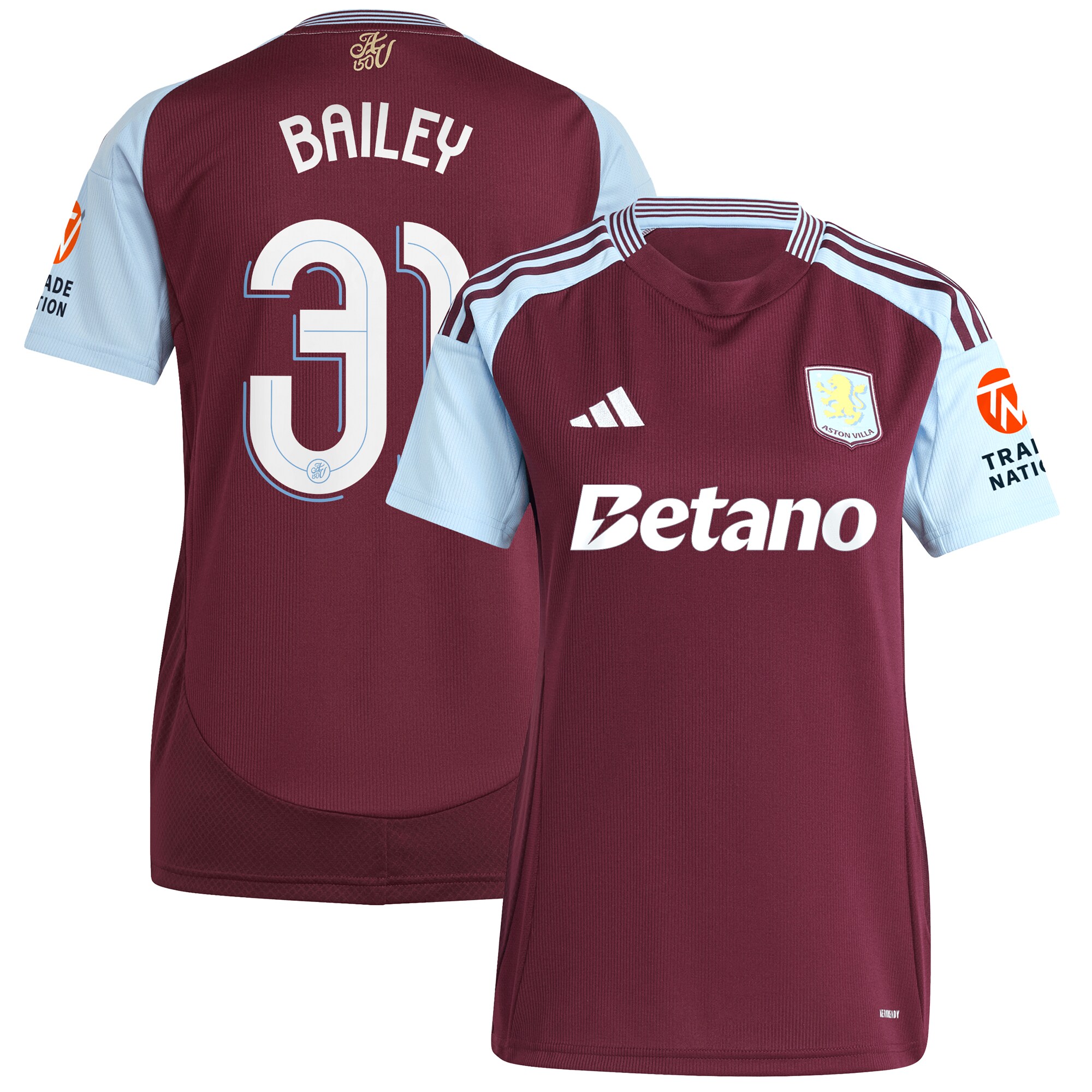 aston villa adidas home shirt 2024-25 – womens with bailey 31 cup printing Collection - Aston Villa Official Store