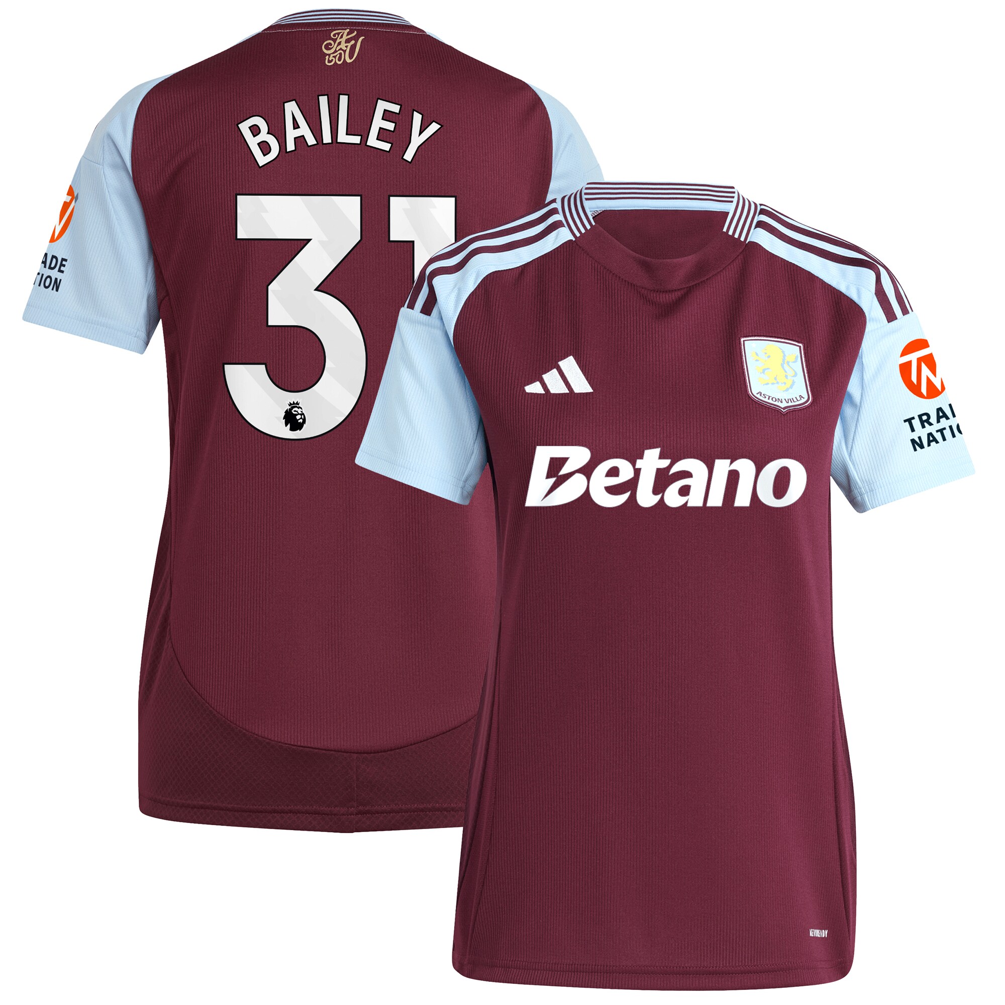 aston villa adidas home shirt 2024-25 – womens with bailey 31 printing Collection - Aston Villa Official Store