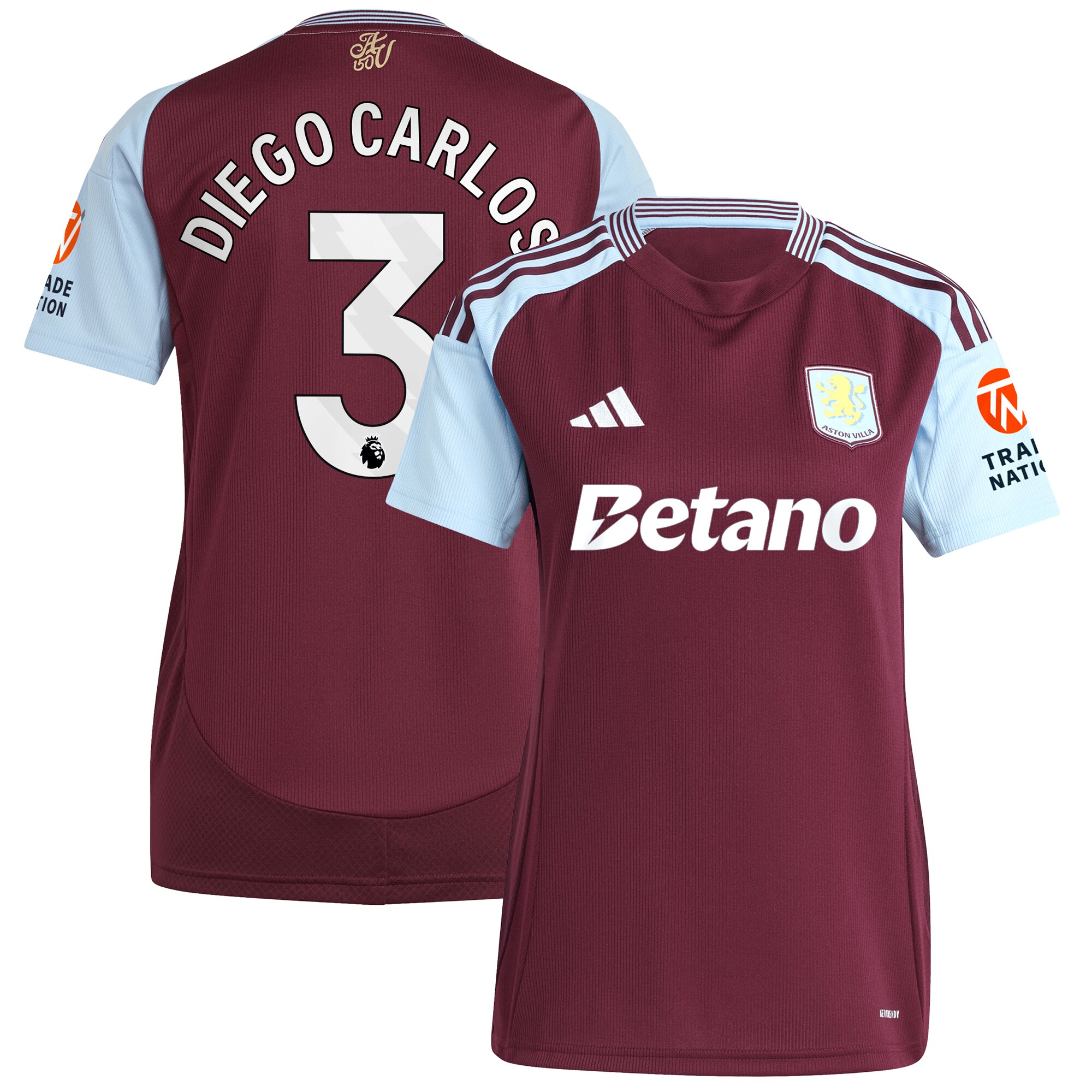 aston villa adidas home shirt 2024-25 – womens with diego carlos 3 printing Collection - Aston Villa Official Store