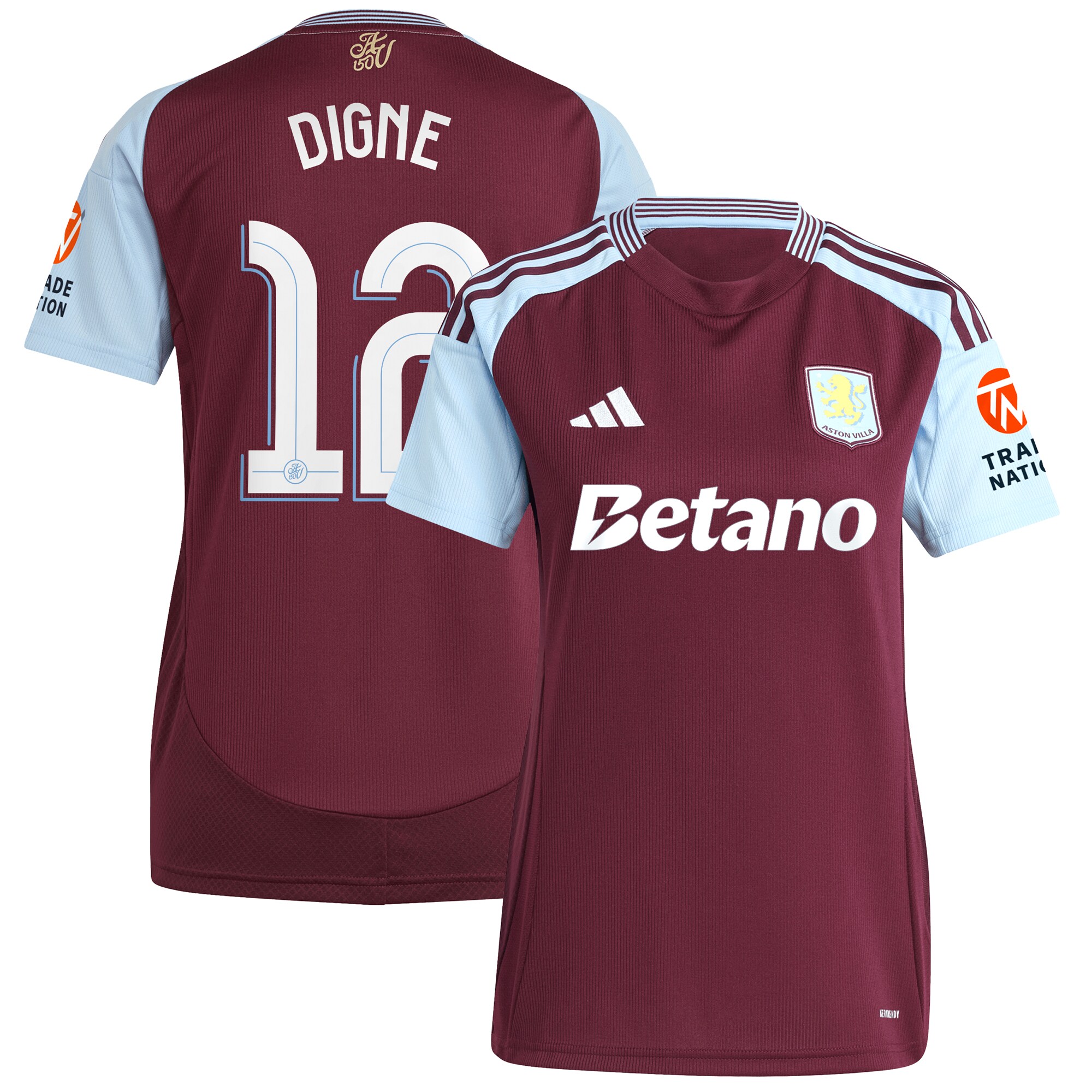 aston villa adidas home shirt 2024-25 – womens with digne 12 cup printing Collection - Aston Villa Official Store