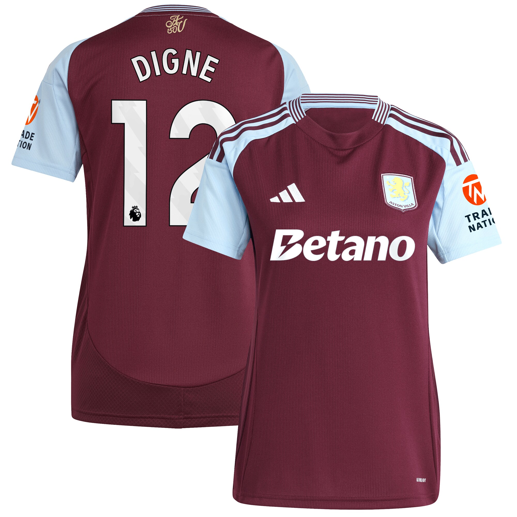 aston villa adidas home shirt 2024-25 – womens with digne 12 printing Collection - Aston Villa Official Store