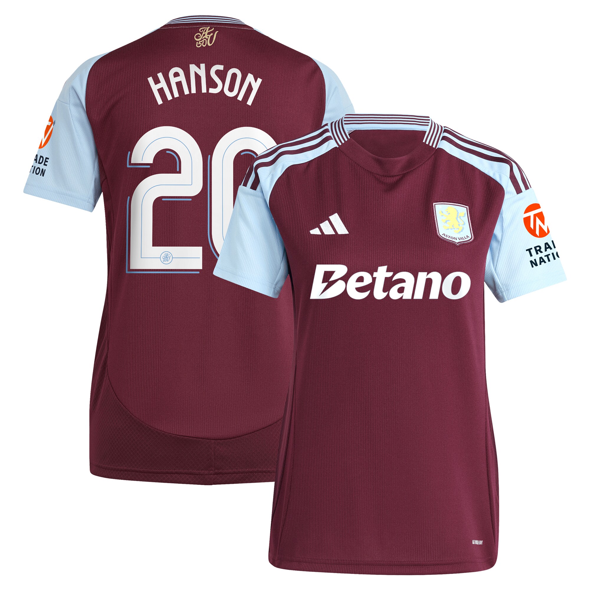 aston villa adidas home shirt 2024-25 – womens with hanson 20 cup printing Collection - Aston Villa Official Store