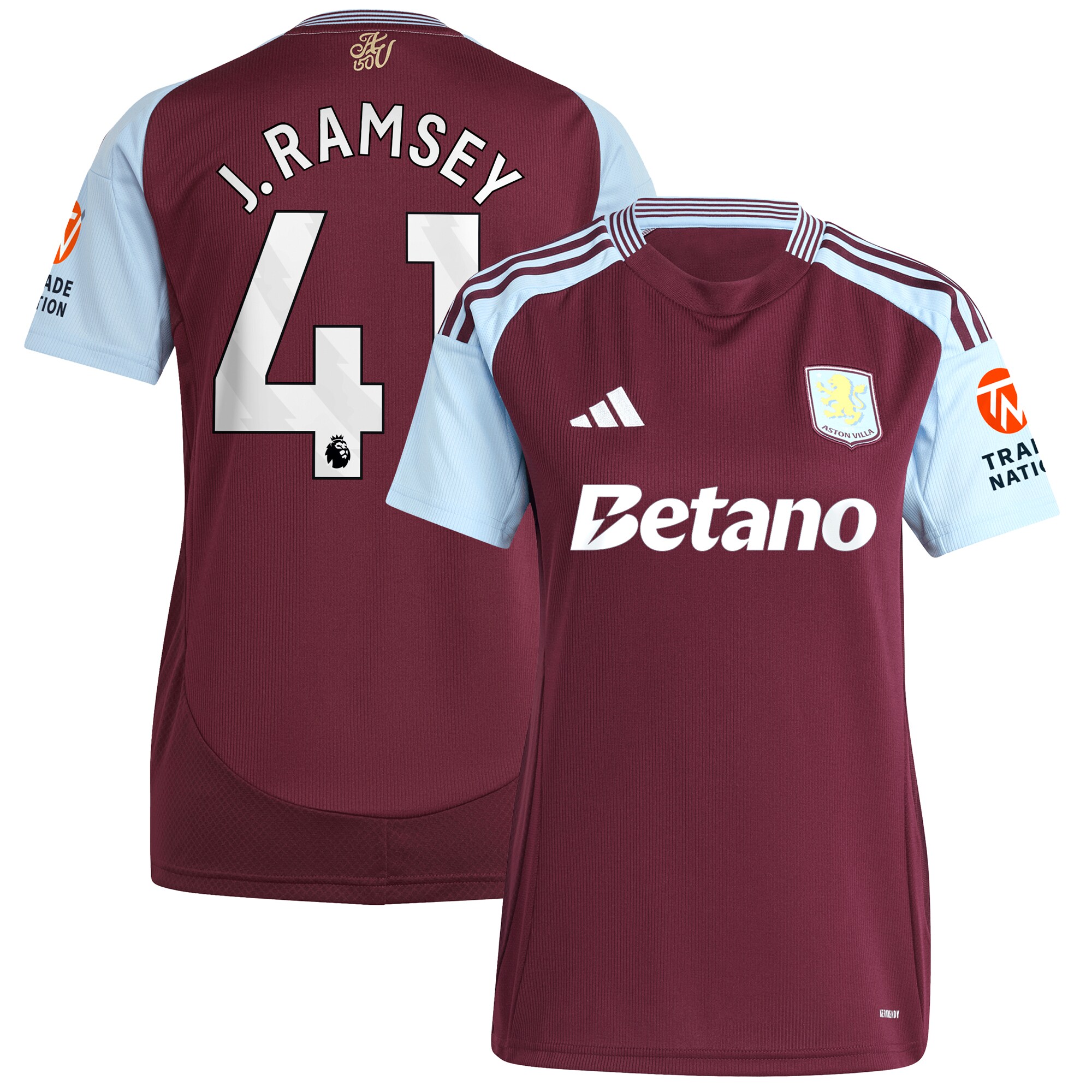 aston villa adidas home shirt 2024-25 – womens with j. ramsey 41 printing Collection - Aston Villa Official Store