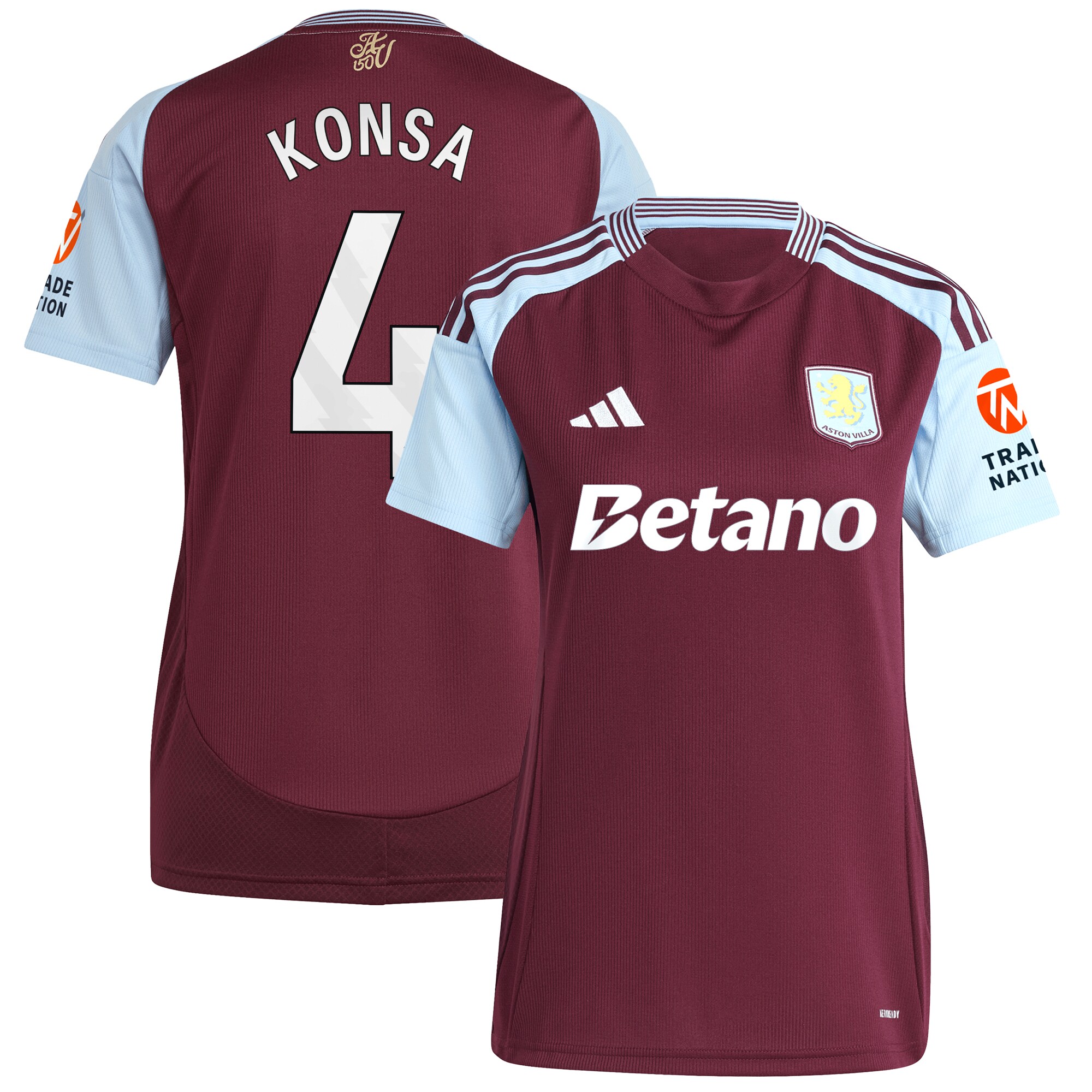 aston villa adidas home shirt 2024-25 – womens with konsa 4 printing Collection - Aston Villa Official Store