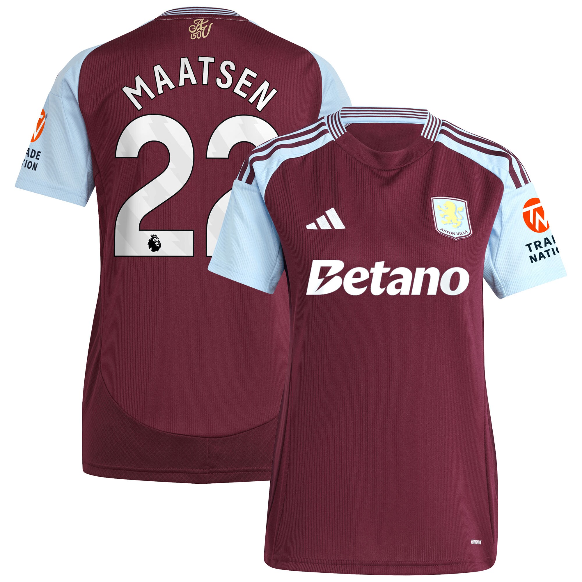 aston villa adidas home shirt 2024-25 – womens with maatsen 22 printing Collection - Aston Villa Official Store