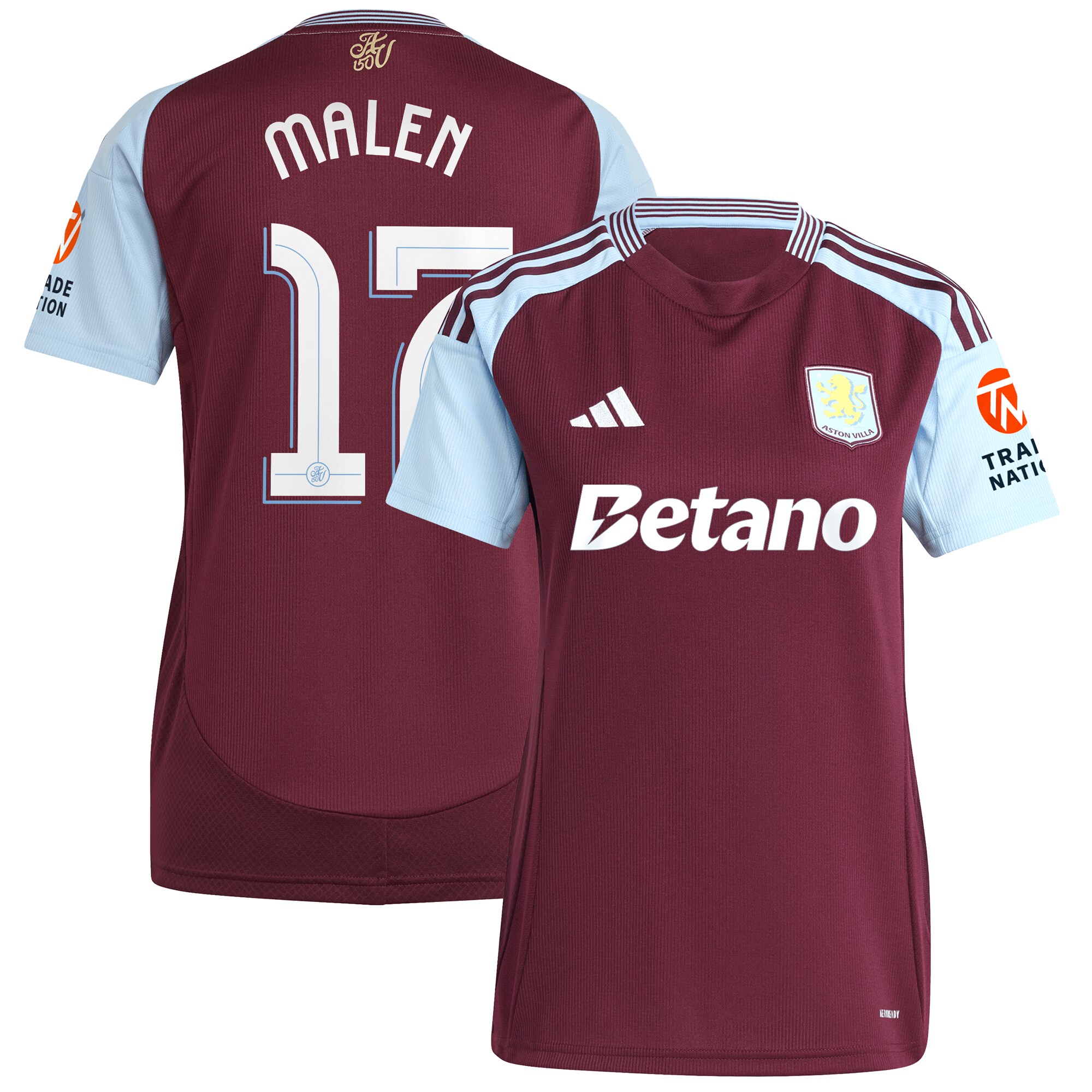 aston villa adidas home shirt 2024-25 – womens with malen 17 cup printing Collection - Aston Villa Official Store