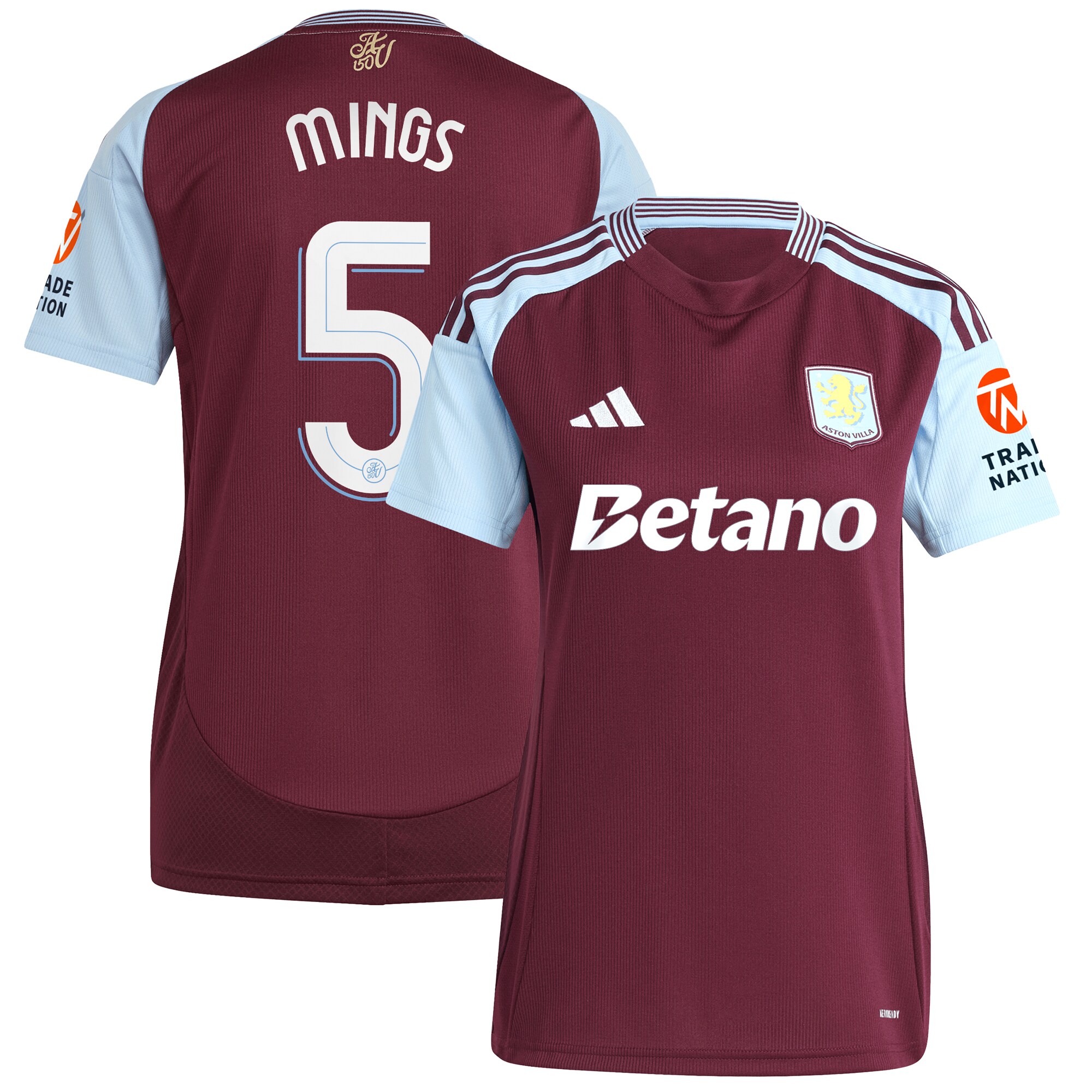 aston villa adidas home shirt 2024-25 – womens with mings 5 cup printing Collection - Aston Villa Official Store