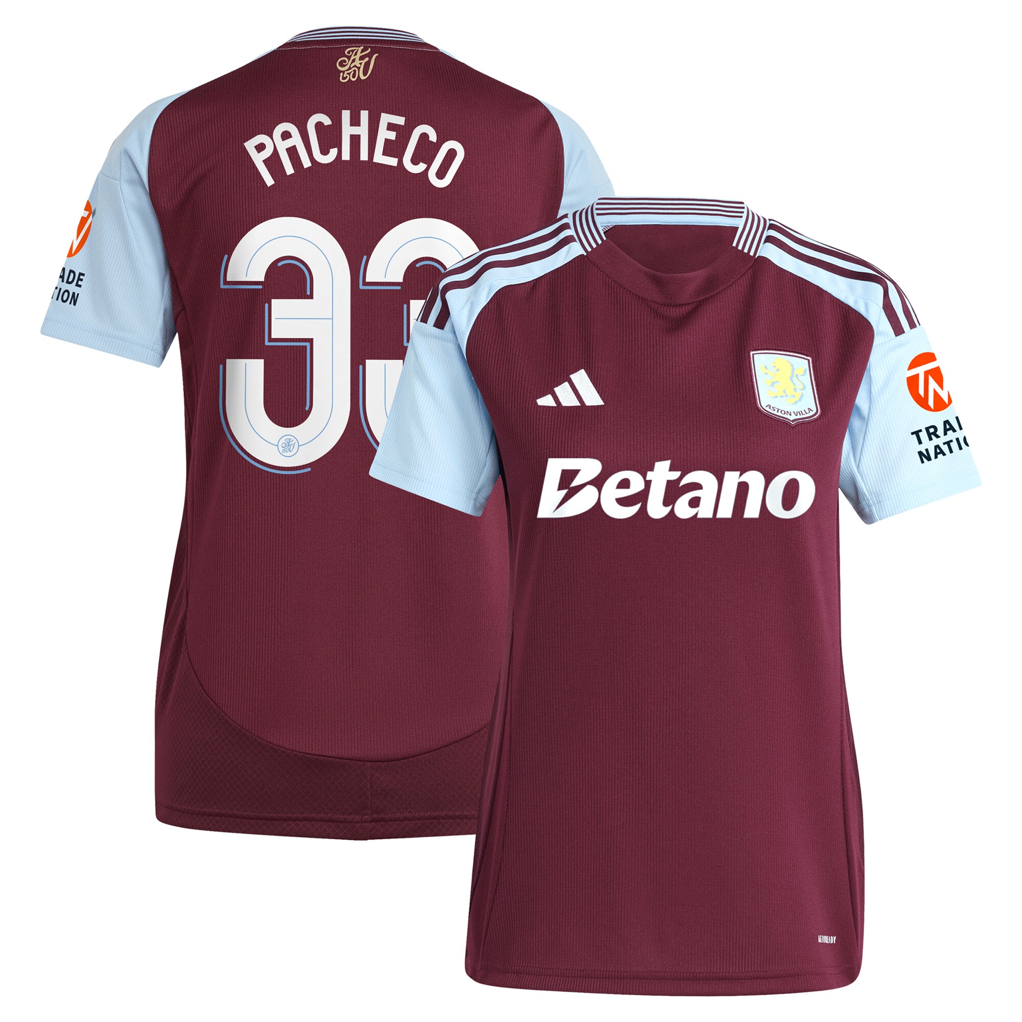 aston villa adidas home shirt 2024-25 – womens with pacheco 33 cup printing Collection - Aston Villa Official Store