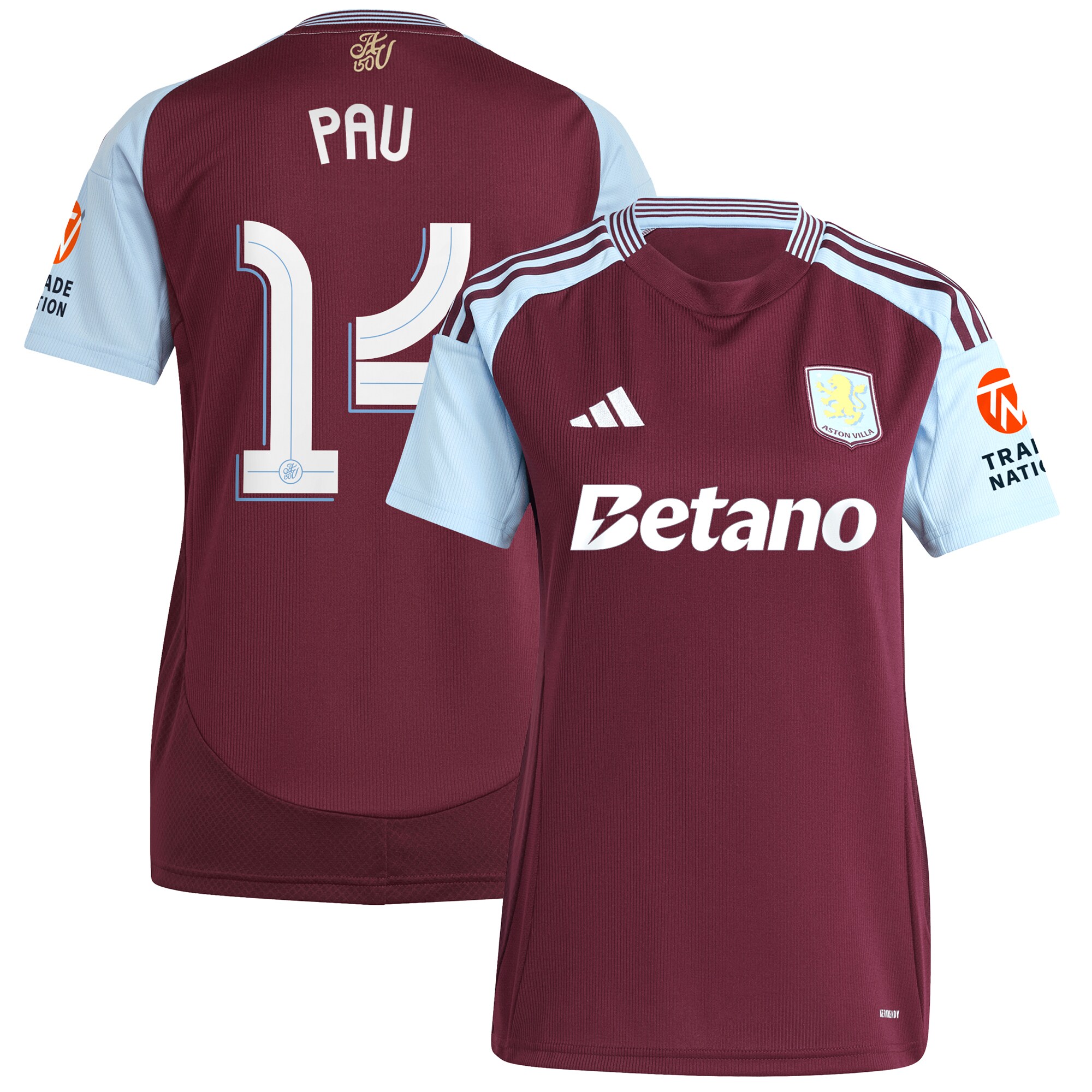 aston villa adidas home shirt 2024-25 – womens with pau 14 cup printing Collection - Aston Villa Official Store