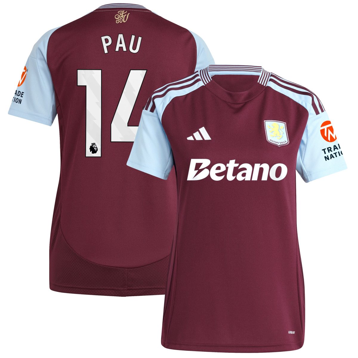 aston villa adidas home shirt 2024-25 – womens with pau 14 printing Collection - Aston Villa Official Store