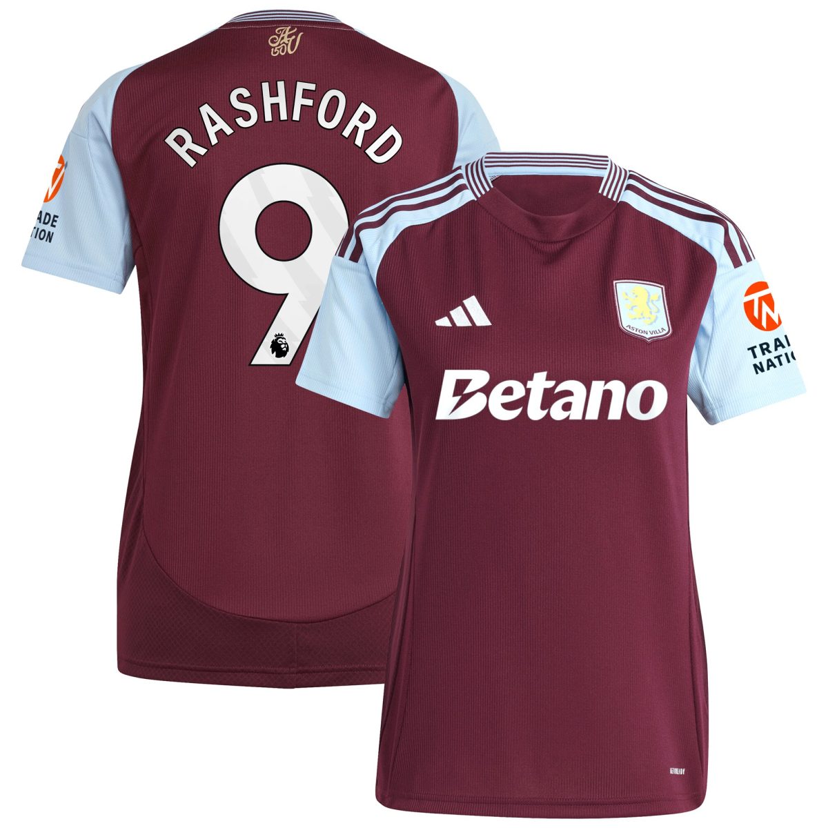 aston villa adidas home shirt 2024-25 – womens with rashford 9 printing Collection - Aston Villa Official Store