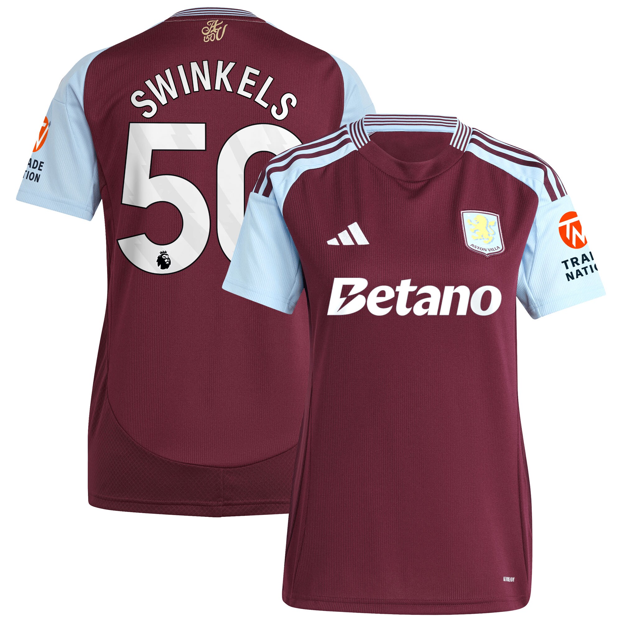 aston villa adidas home shirt 2024-25 – womens with swinkels 50 printing Collection - Aston Villa Official Store
