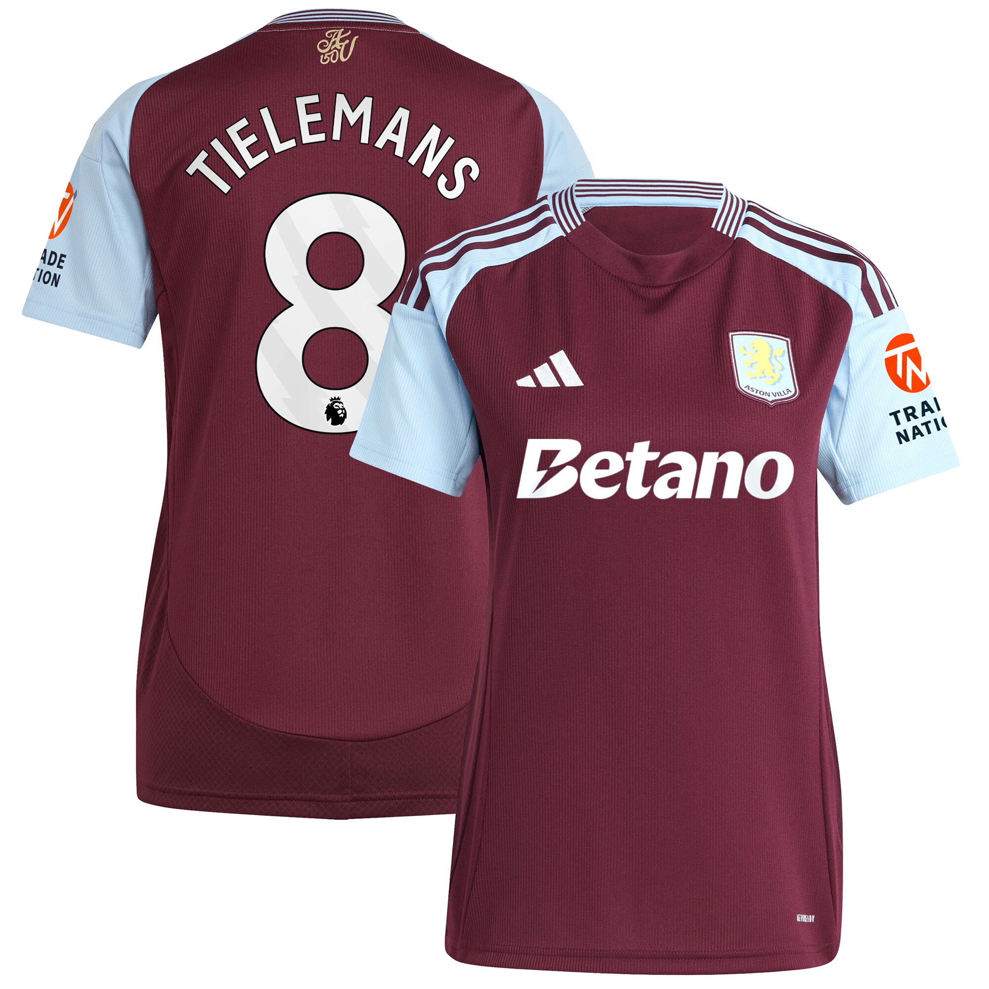 aston villa adidas home shirt 2024-25 – womens with tielemans 8 printing Collection - Aston Villa Official Store