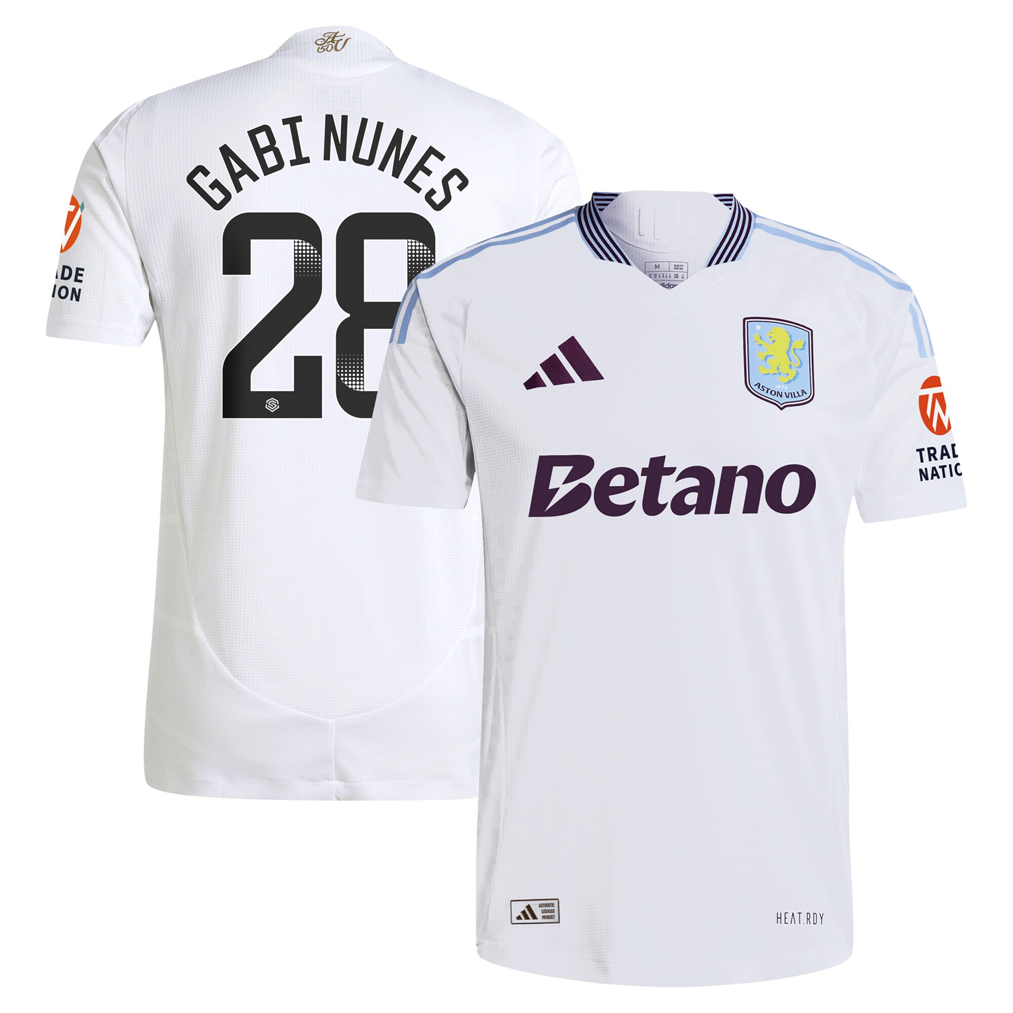 aston villa adidas wsl away authentic shirt 2024-25 with gabi nunes 28 printing Collection - Aston Villa Official Store