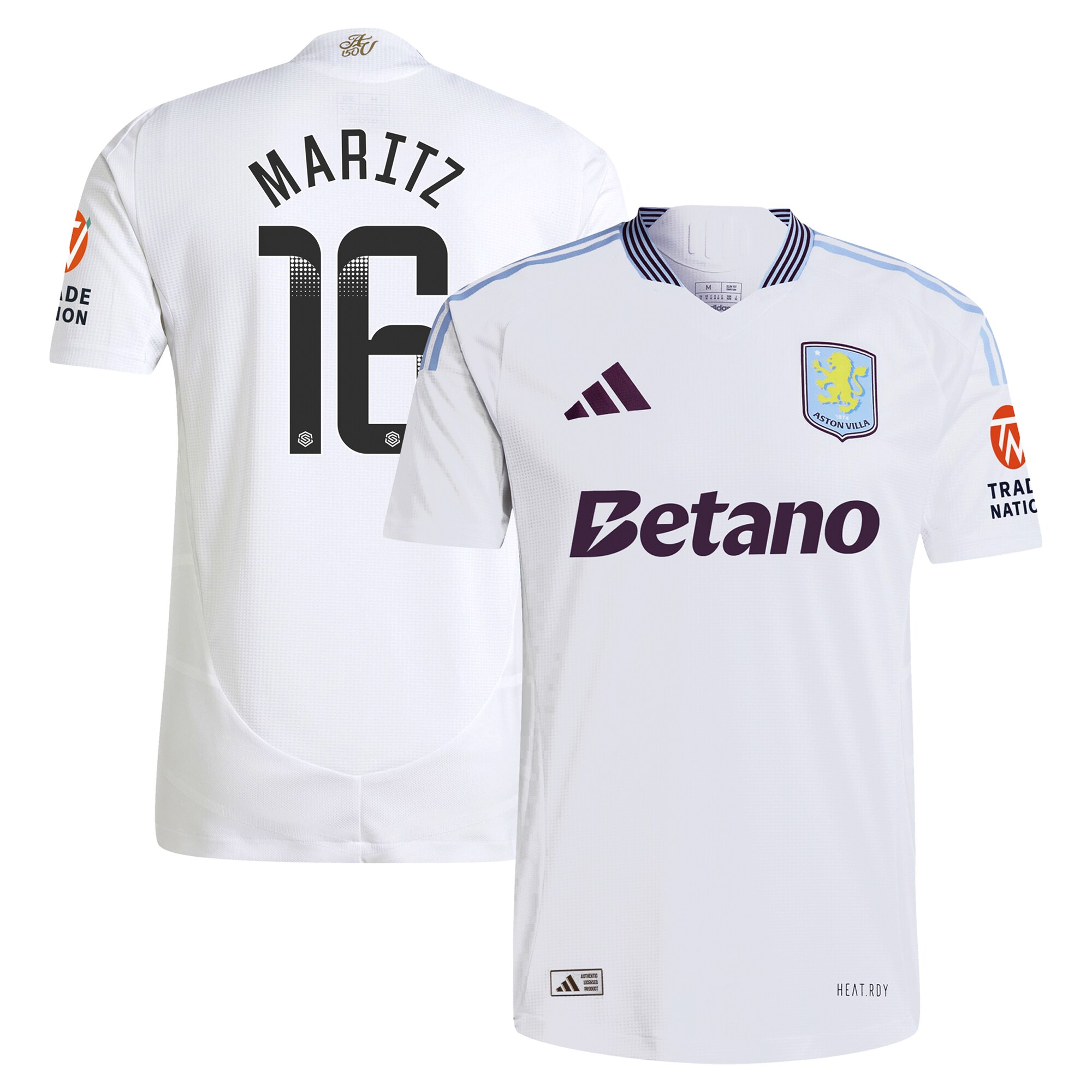 aston villa adidas wsl away authentic shirt 2024-25 with maritz 16 printing Collection - Aston Villa Official Store