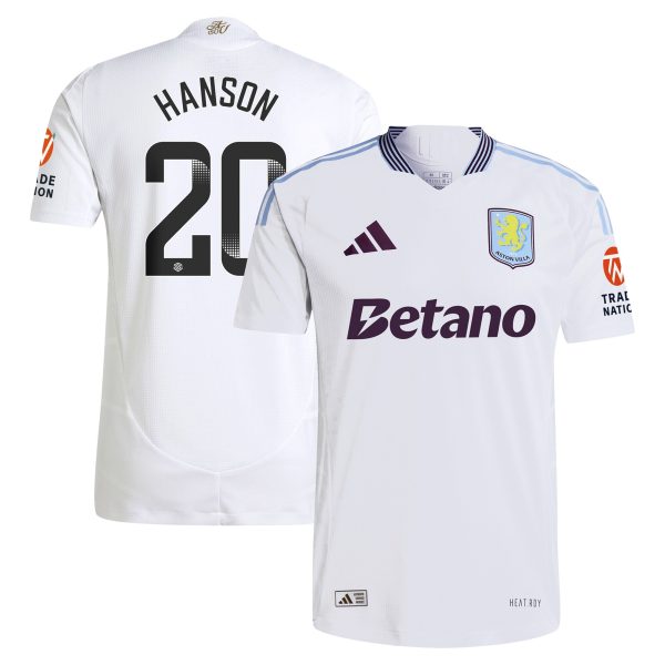 aston villa wsl adidas away authentic shirt 2024-25 with hanson 20 printing Collection - Aston Villa Official Store