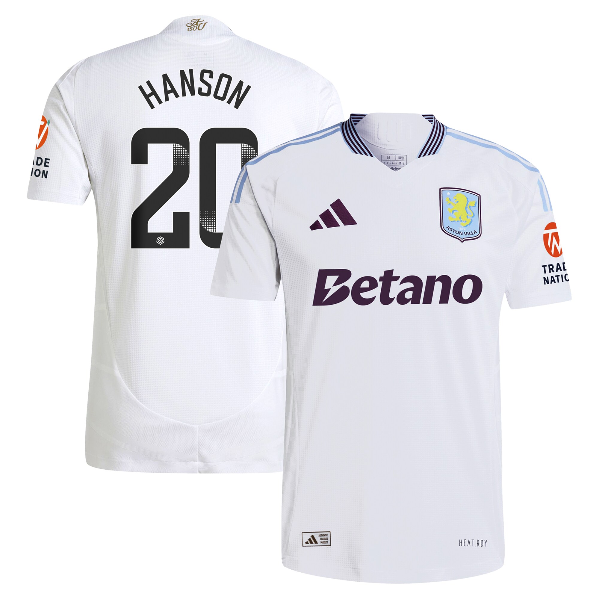 aston villa wsl adidas away authentic shirt 2024-25 with hanson 20 printing Collection - Aston Villa Official Store