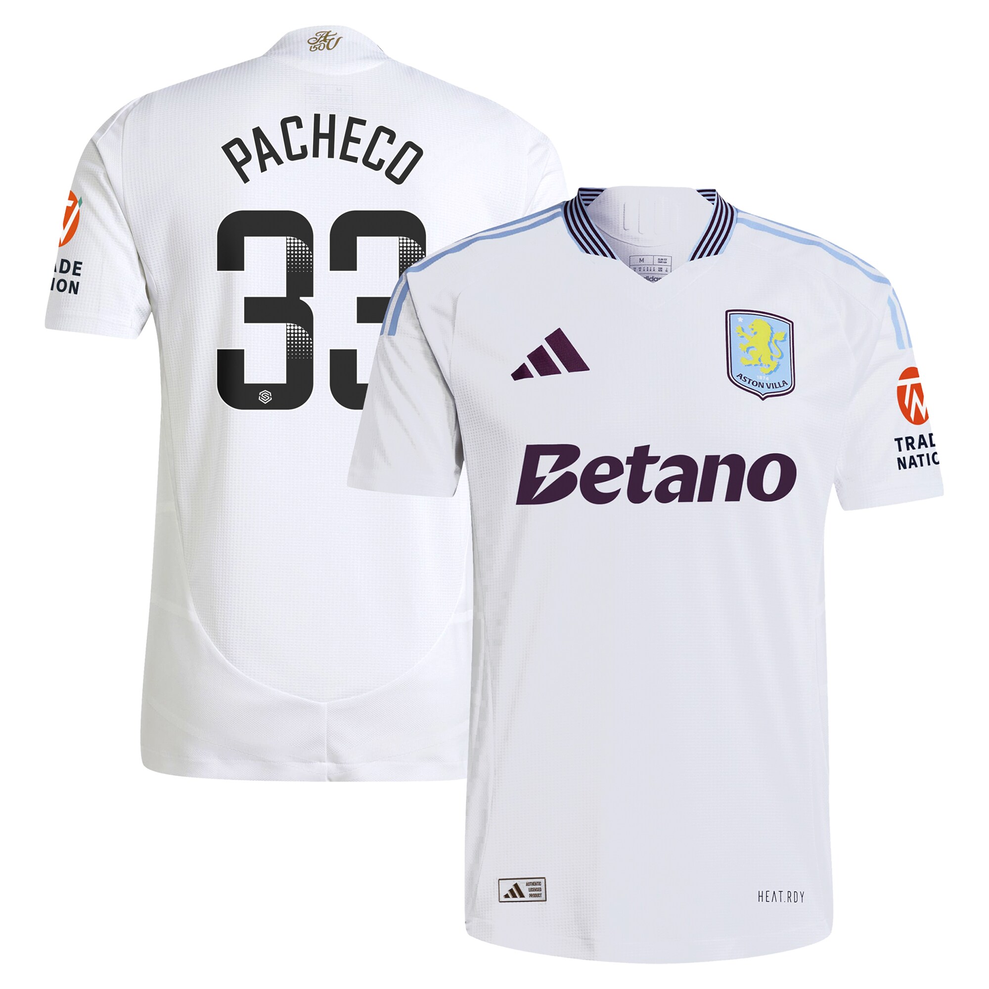 aston villa wsl adidas away authentic shirt 2024-25 with pacheco 33 printing Collection - Aston Villa Official Store