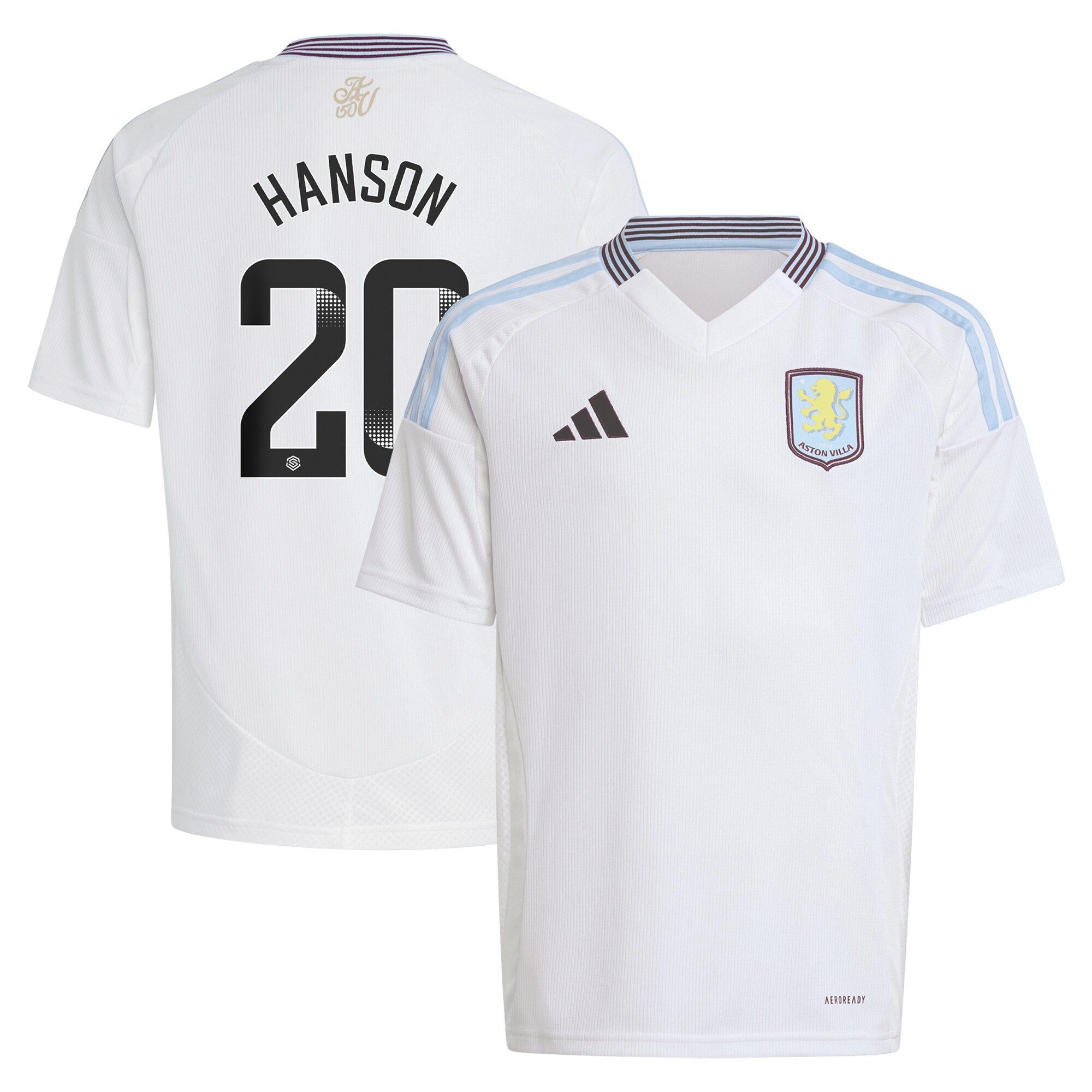 aston villa wsl adidas away shirt 2024-25 – kids with hanson 20 printing Collection - Aston Villa Official Store
