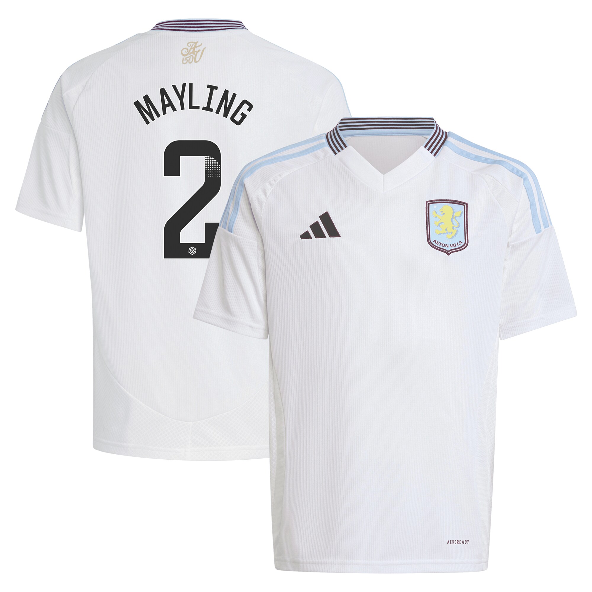 aston villa wsl adidas away shirt 2024-25 – kids with mayling 2 printing Collection - Aston Villa Official Store