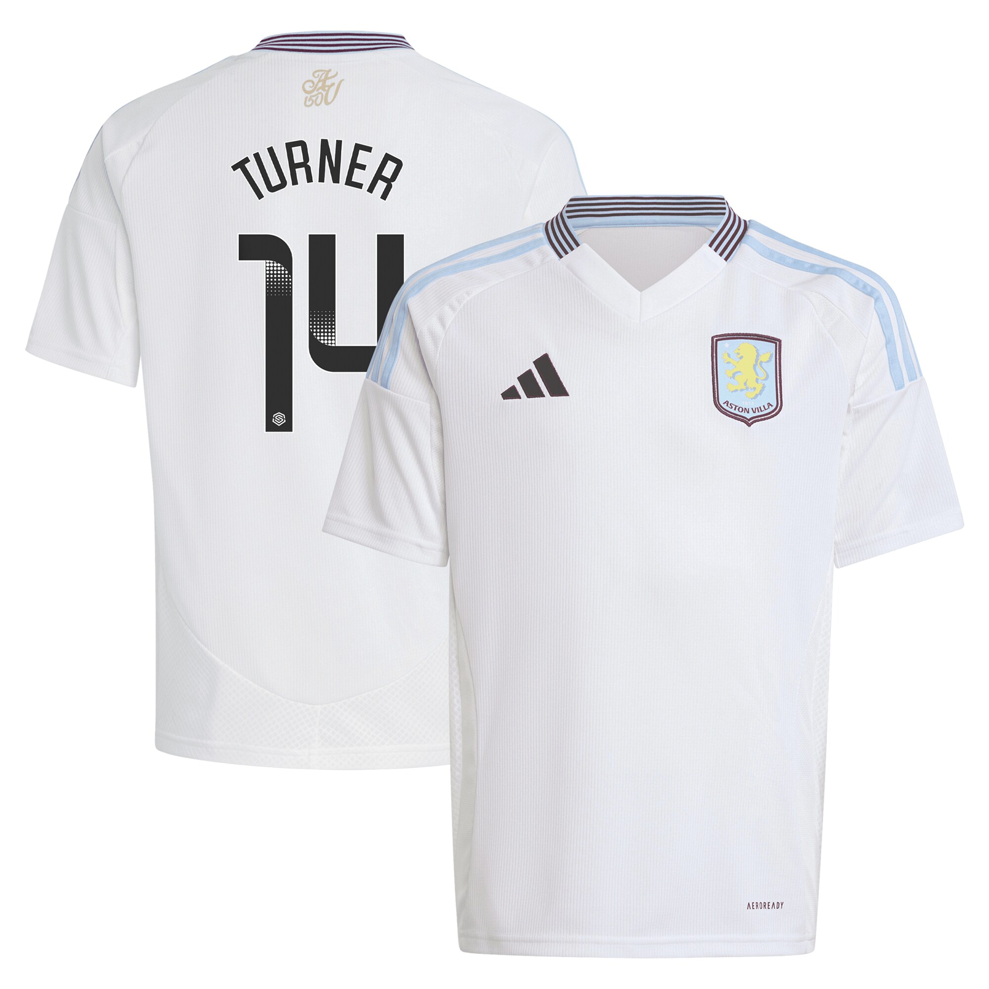 aston villa wsl adidas away shirt 2024-25 – kids with turner 14 printing Collection - Aston Villa Official Store