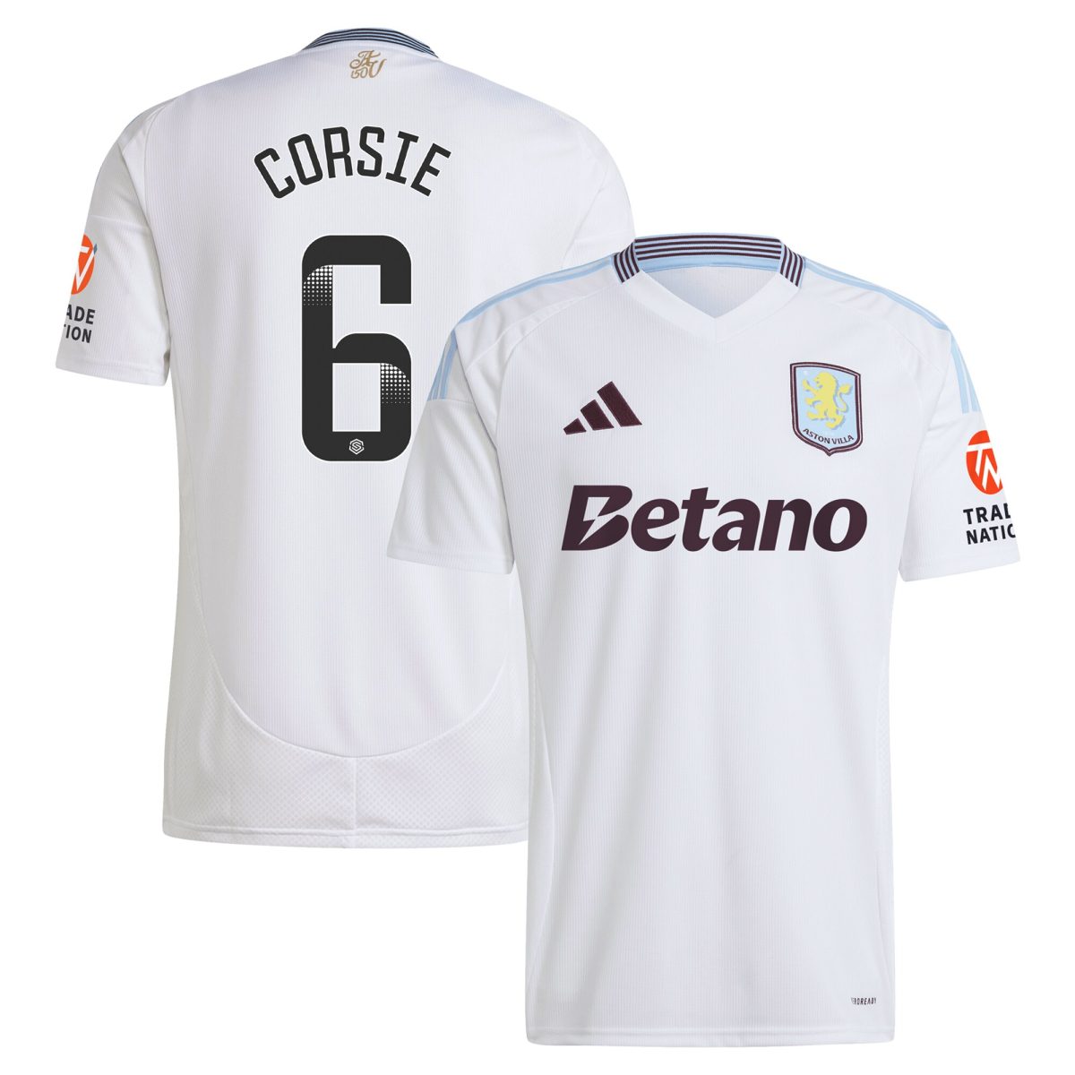 aston villa wsl adidas away shirt 2024-25 with corsie 6 printing Collection - Aston Villa Official Store