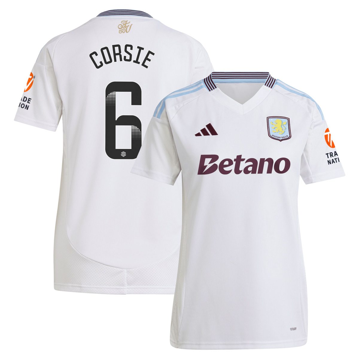 aston villa wsl adidas away shirt 2024-25 – womens with corsie 6 printing Collection - Aston Villa Official Store