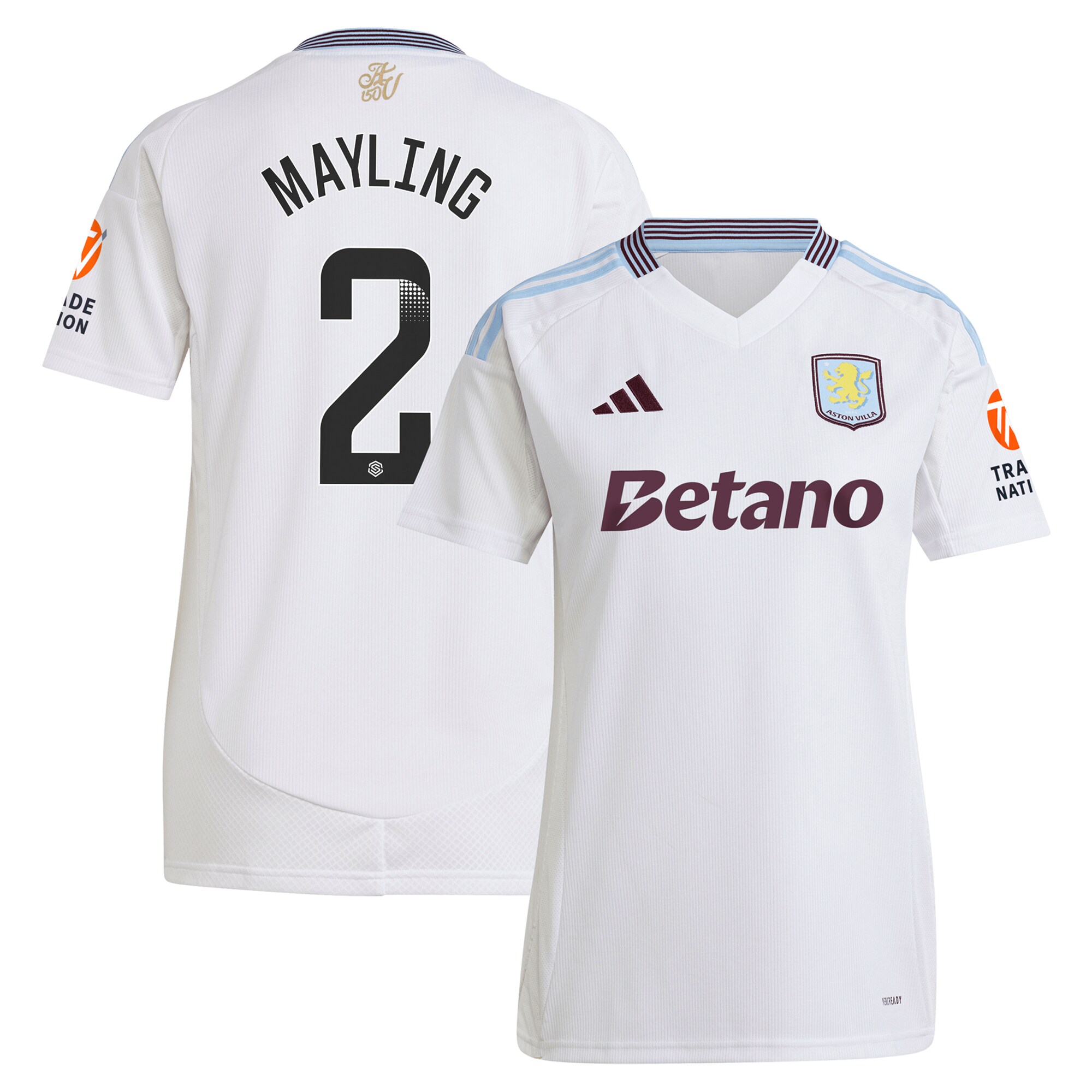 aston villa wsl adidas away shirt 2024-25 – womens with mayling 2 printing Collection - Aston Villa Official Store