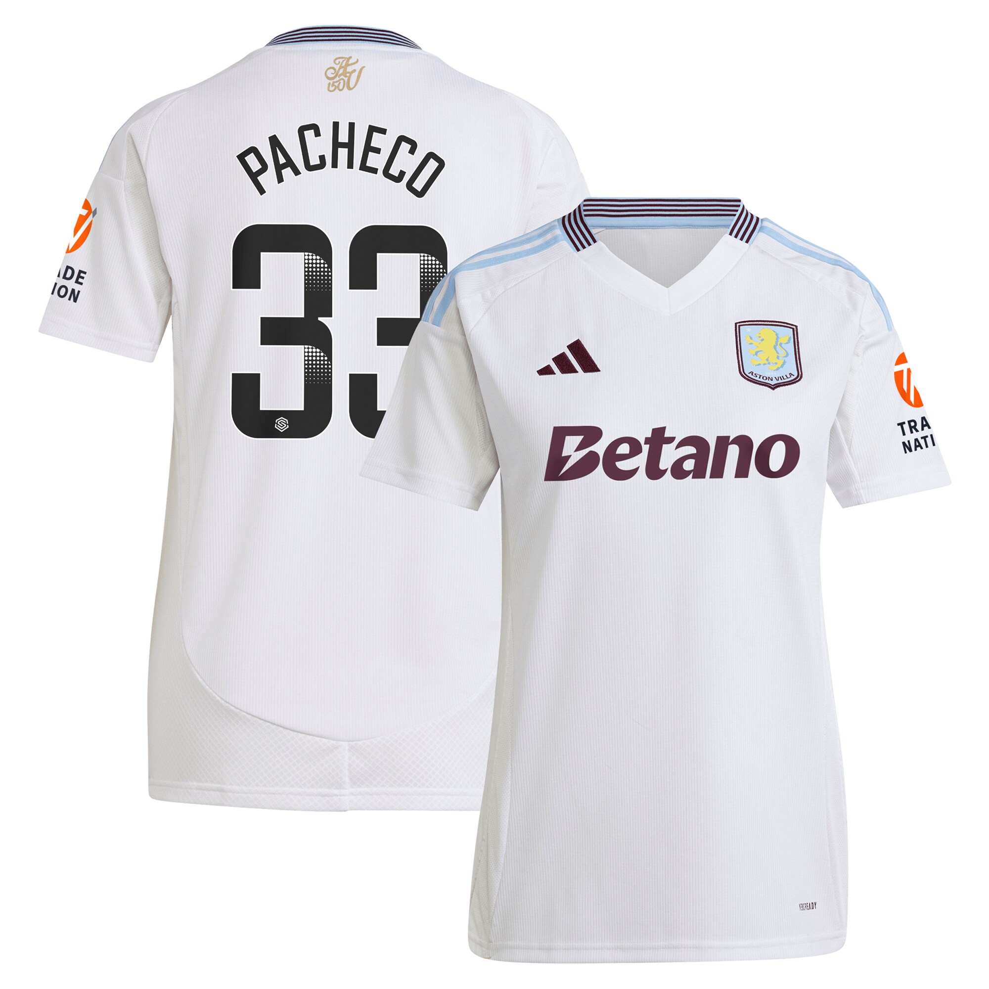 aston villa wsl adidas away shirt 2024-25 – womens with pacheco 33 printing Collection - Aston Villa Official Store