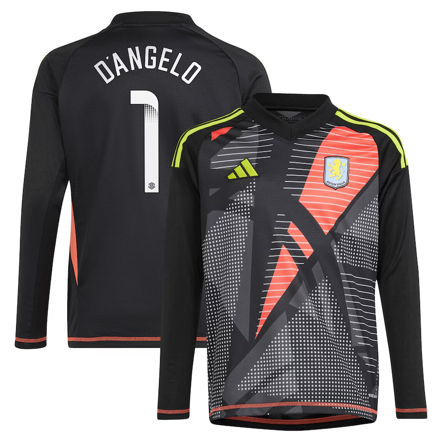 aston villa wsl adidas goalkeeper shirt 2024-25 – long sleeve – kids with d8217angelo 1 printing Collection - Aston Villa Official Store