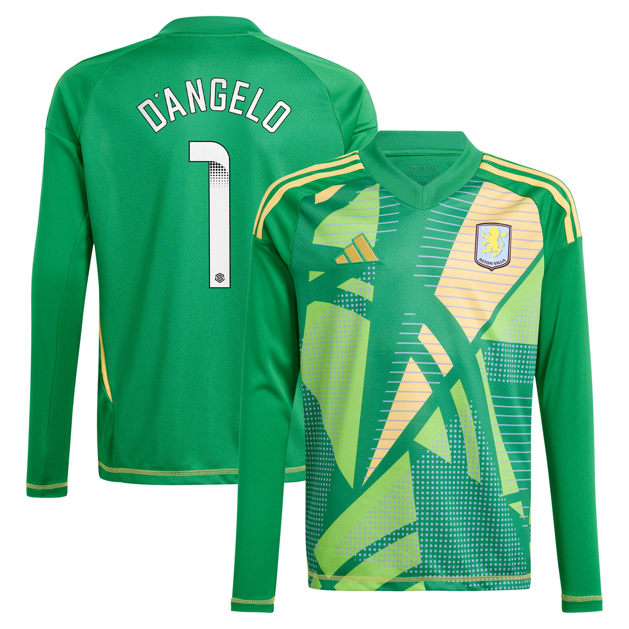 aston villa wsl adidas goalkeeper shirt 2024-25 – long sleeve – kids with dangelo 1 printing – 202712206-01 Collection - Aston Villa Official Store