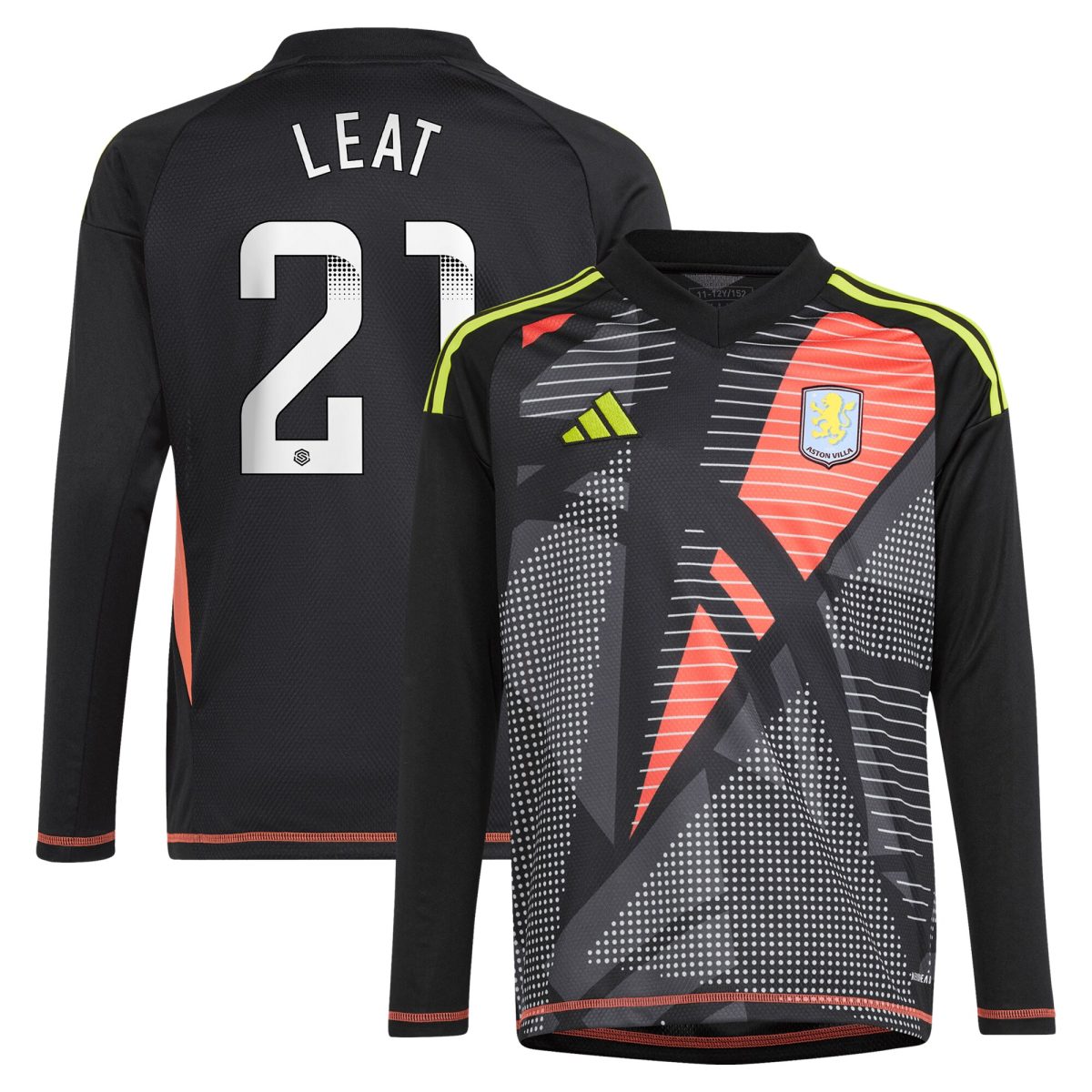 aston villa wsl adidas goalkeeper shirt 2024-25 – long sleeve – kids with leat 21 printing Collection - Aston Villa Official Store