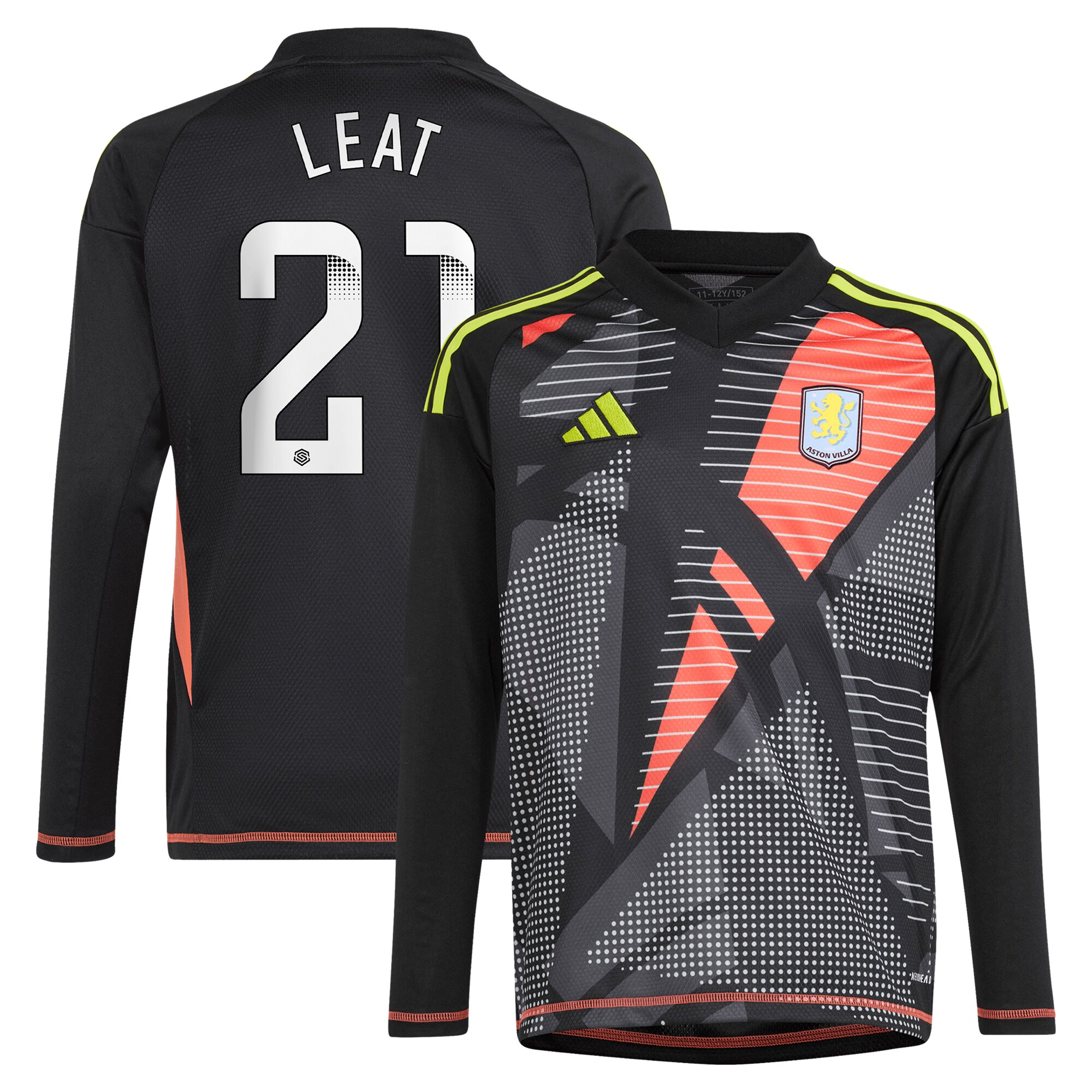 aston villa wsl adidas goalkeeper shirt 2024-25 – long sleeve – kids with leat 21 printing Collection - Aston Villa Official Store