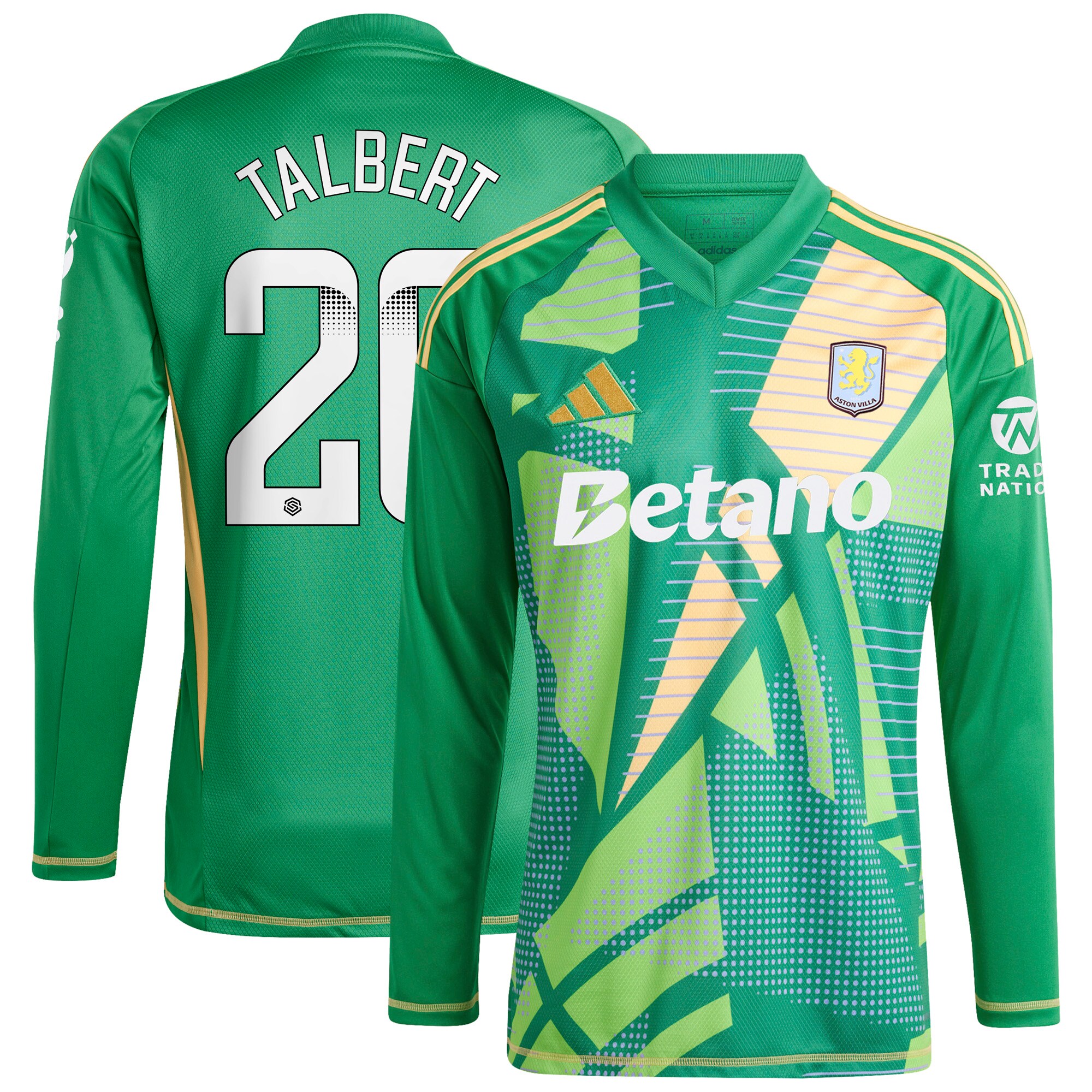 aston villa wsl adidas goalkeeper shirt 2024-25 – long sleeve with talbert 26 printing 202849399 Collection - Aston Villa Official Store