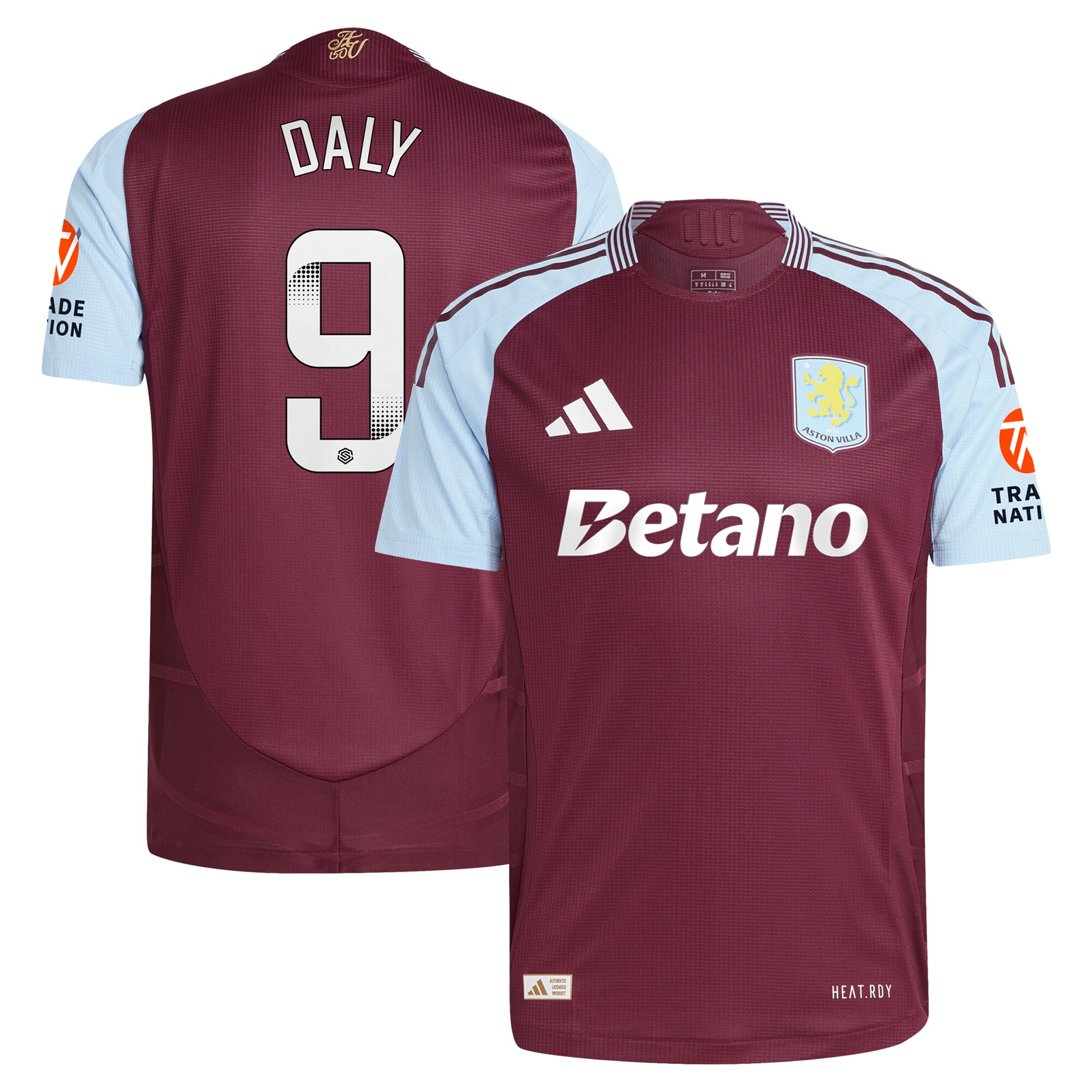 aston villa wsl adidas home authentic shirt 2024-25 with daly 9 printing Collection - Aston Villa Official Store
