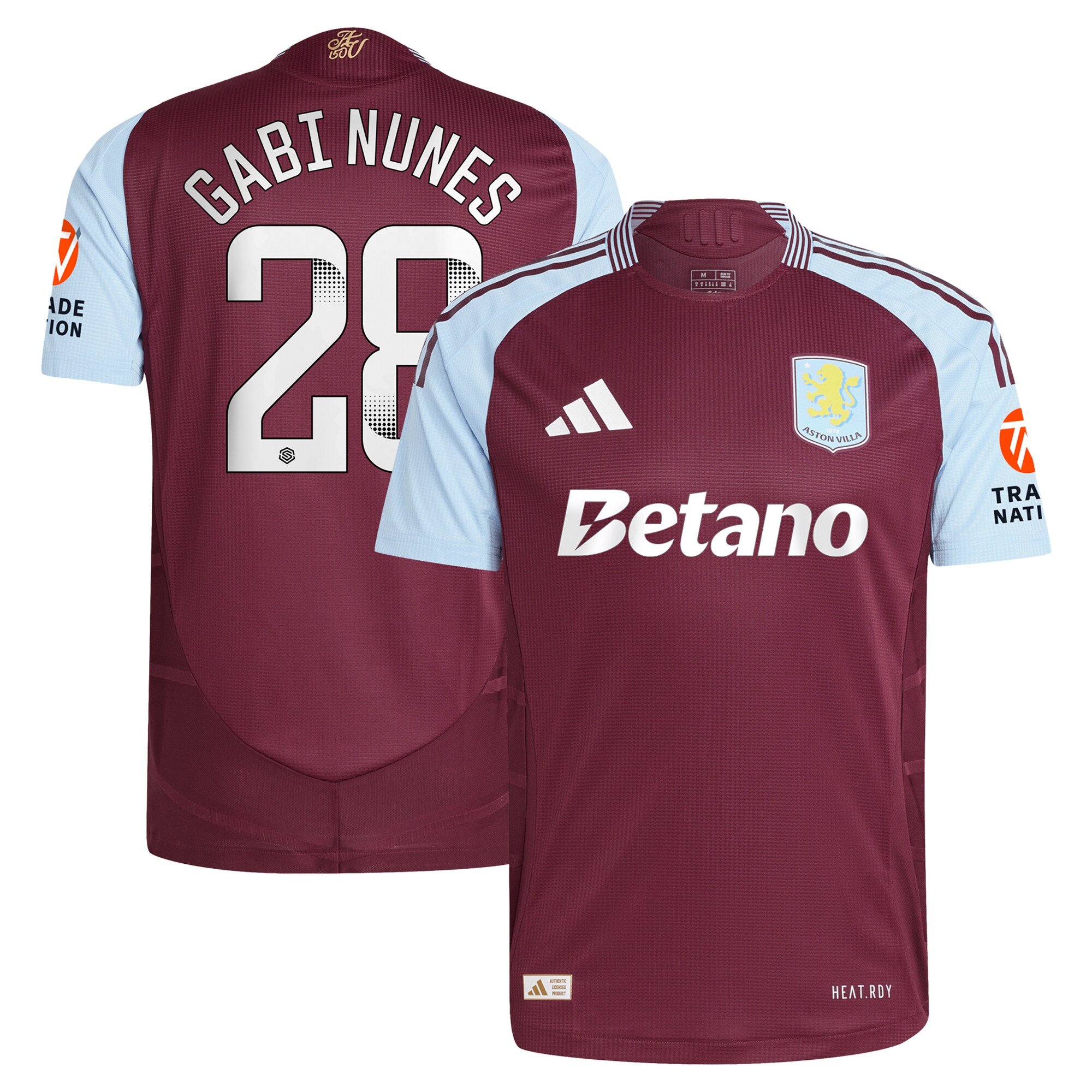 aston villa wsl adidas home authentic shirt 2024-25 with gabi nunes 28 printing Collection - Aston Villa Official Store