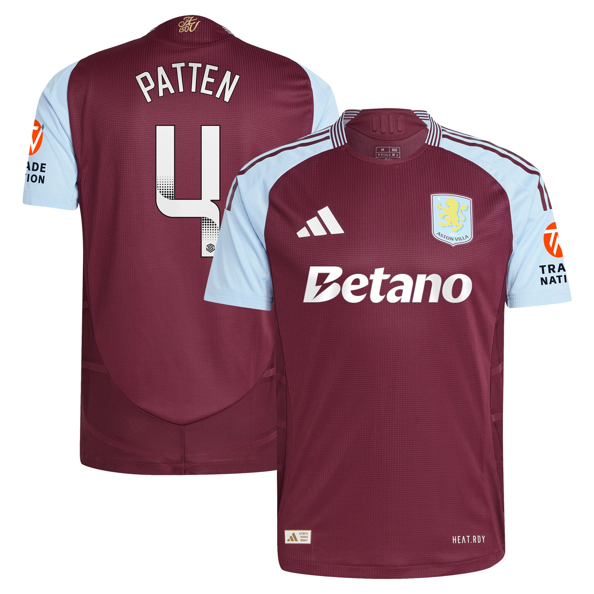 aston villa wsl adidas home authentic shirt 2024-25 with patten 4 printing Collection - Aston Villa Official Store