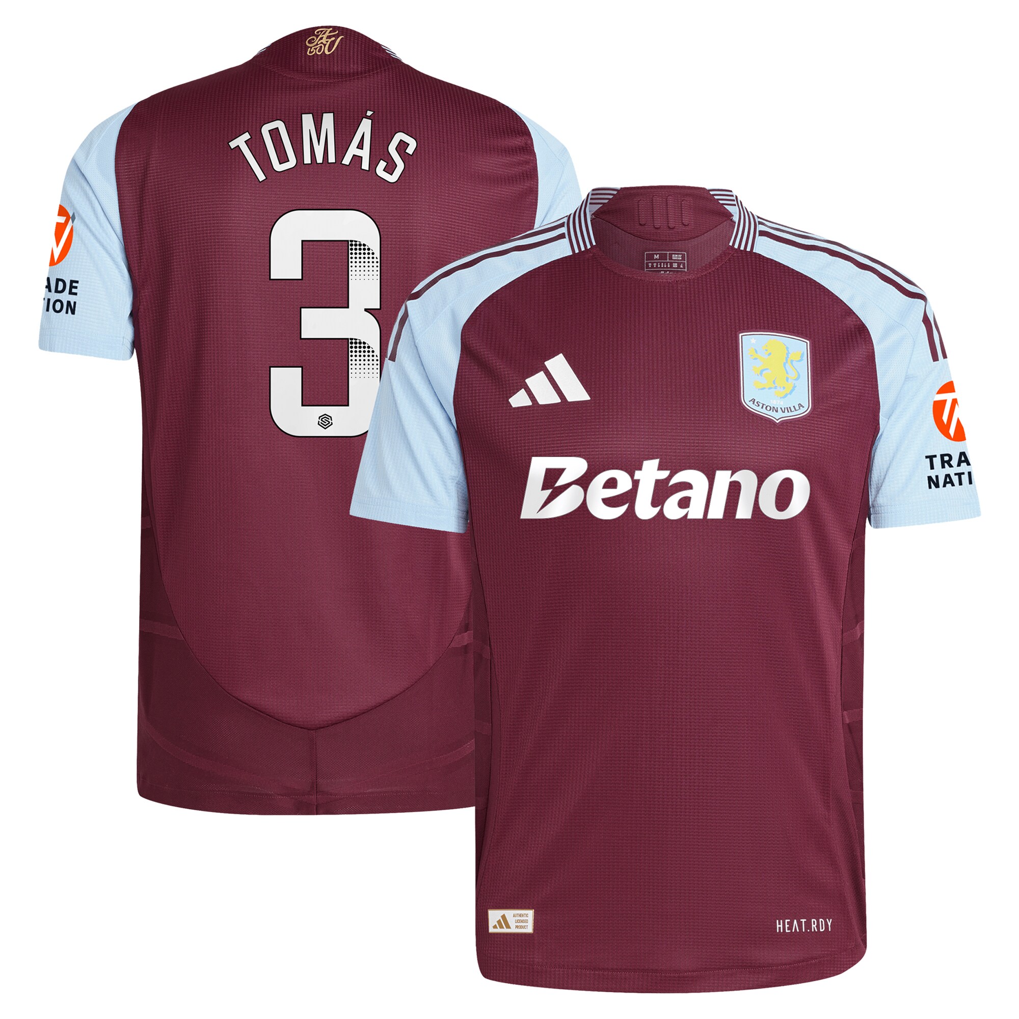 aston villa wsl adidas home authentic shirt 2024-25 with tomás 3 printing Collection - Aston Villa Official Store