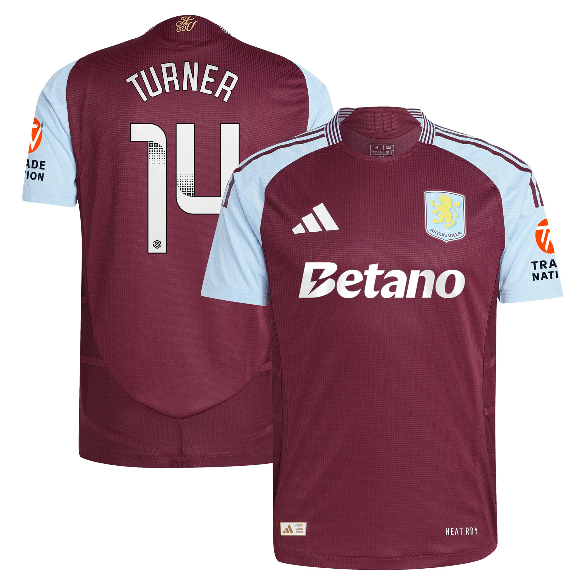 aston villa wsl adidas home authentic shirt 2024-25 with turner 14 printing Collection - Aston Villa Official Store