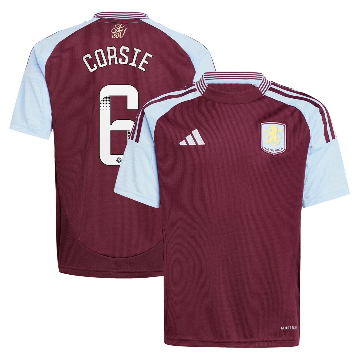 aston villa wsl adidas home shirt 2024-25 – kids with corsie 6 printing Collection - Aston Villa Official Store