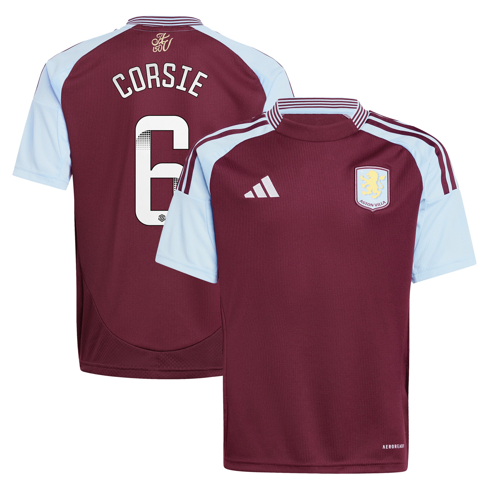 aston villa wsl adidas home shirt 2024-25 – kids with corsie 6 printing Collection - Aston Villa Official Store