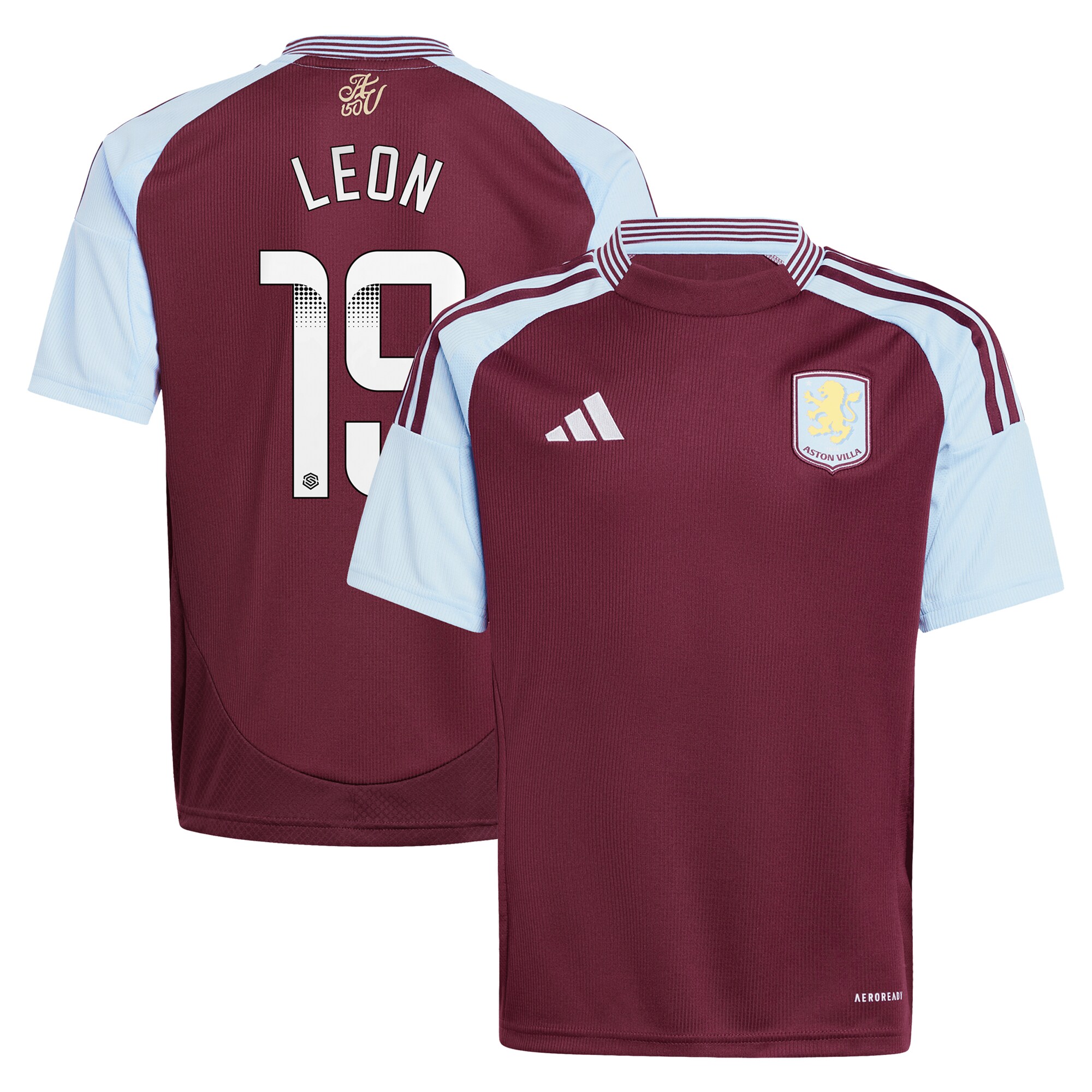 aston villa wsl adidas home shirt 2024-25 – kids with leon 19 printing Collection - Aston Villa Official Store
