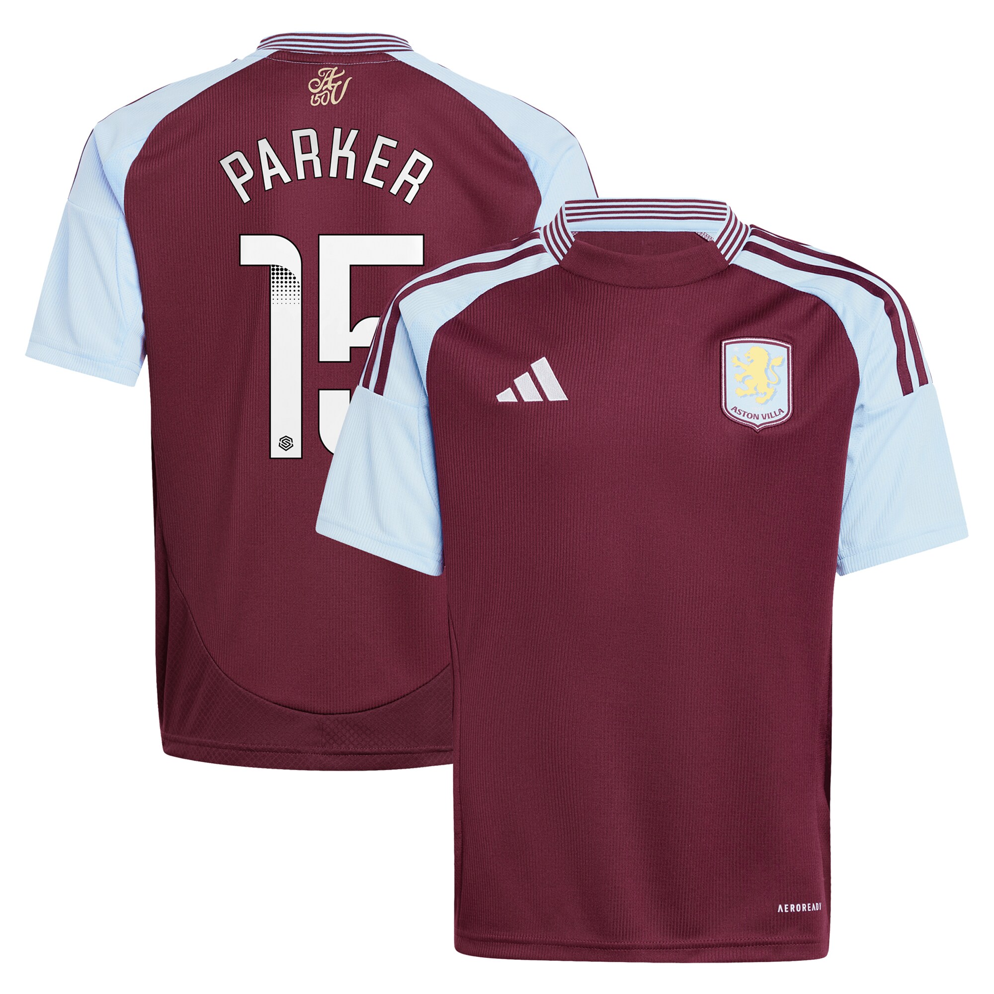 aston villa wsl adidas home shirt 2024-25 – kids with parker 15 printing Collection - Aston Villa Official Store